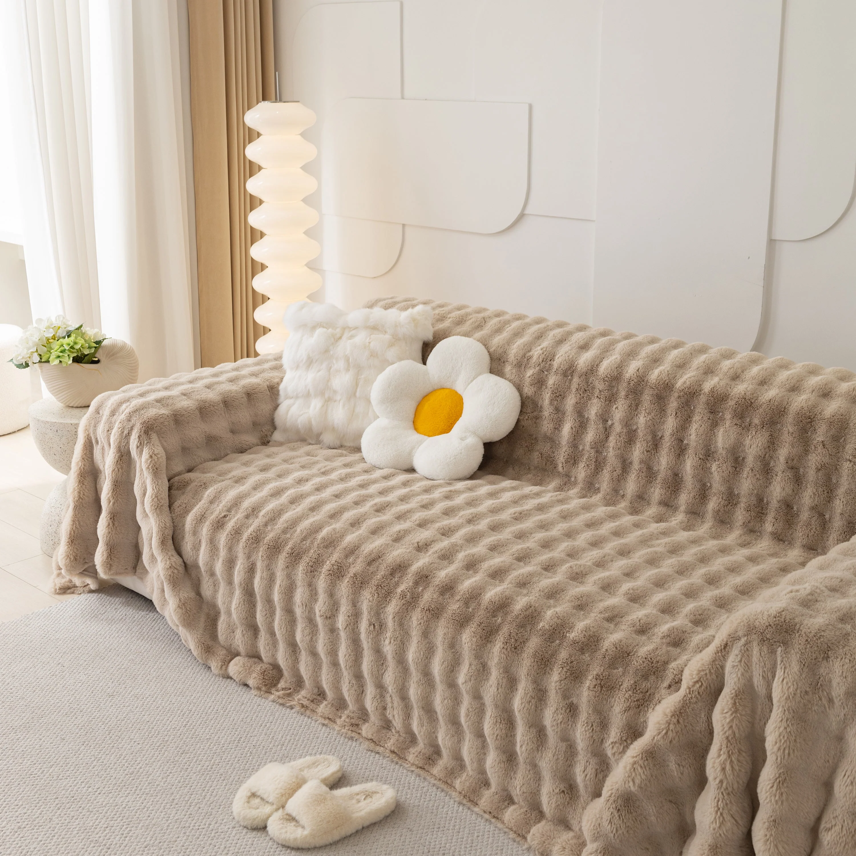 Faux Rabbit Fur Throws for Sofas, Stylish Throw Blankets for Couch and Couch Throw Cover - Image 20