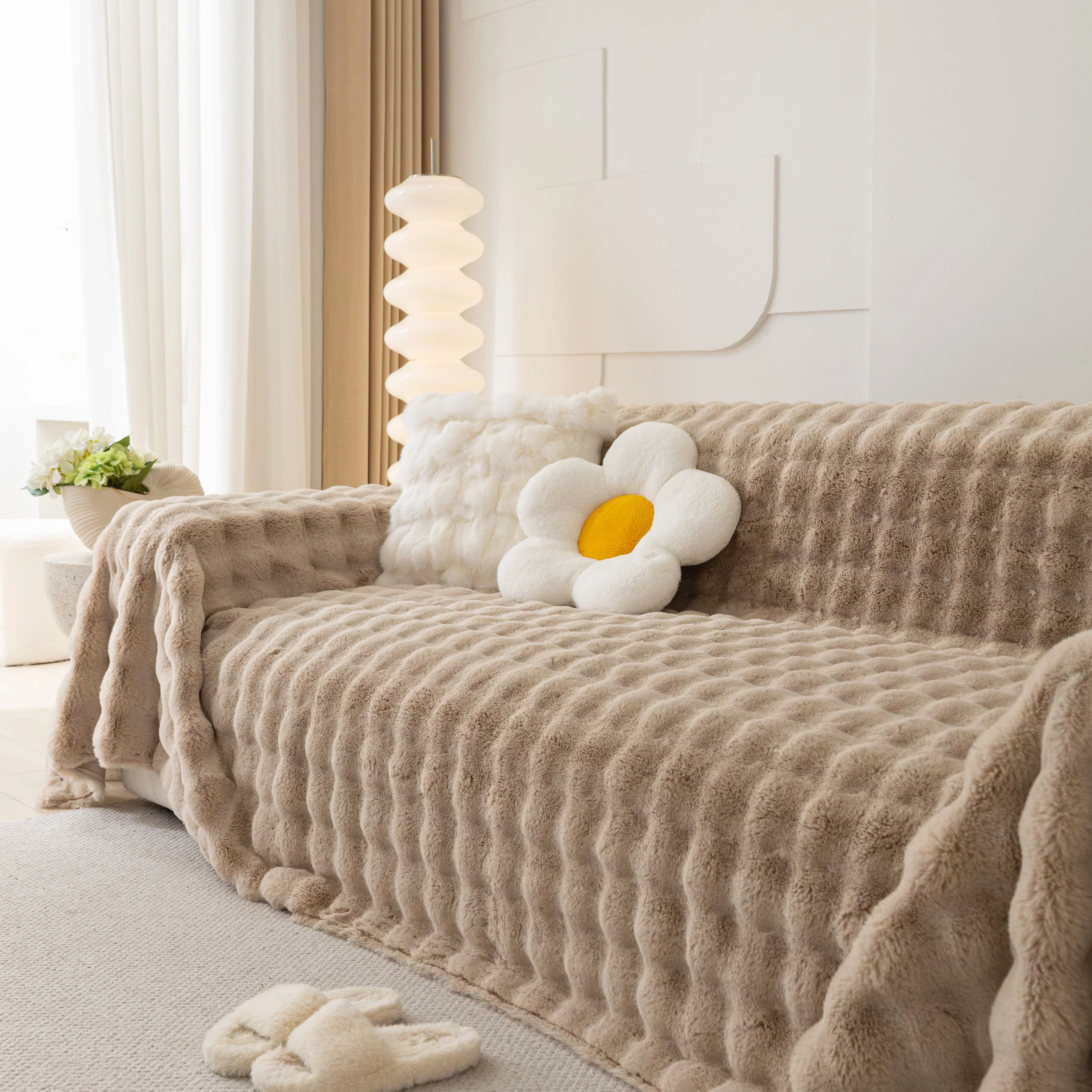 Faux Rabbit Fur Throws for Sofas, Stylish Throw Blankets for Couch and Couch Throw Cover - Image 21