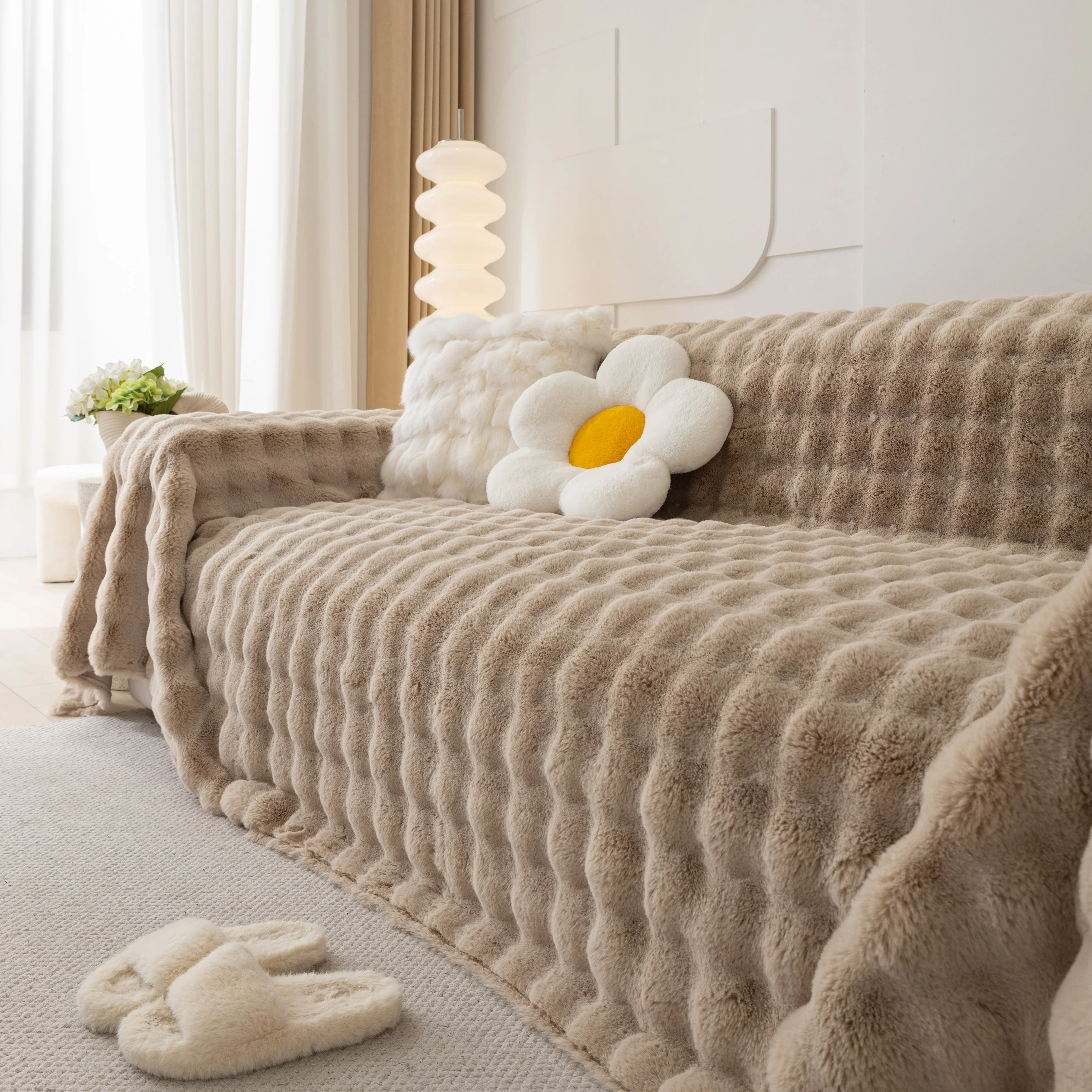 Faux Rabbit Fur Throws for Sofas, Stylish Throw Blankets for Couch and Couch Throw Cover - Image 22