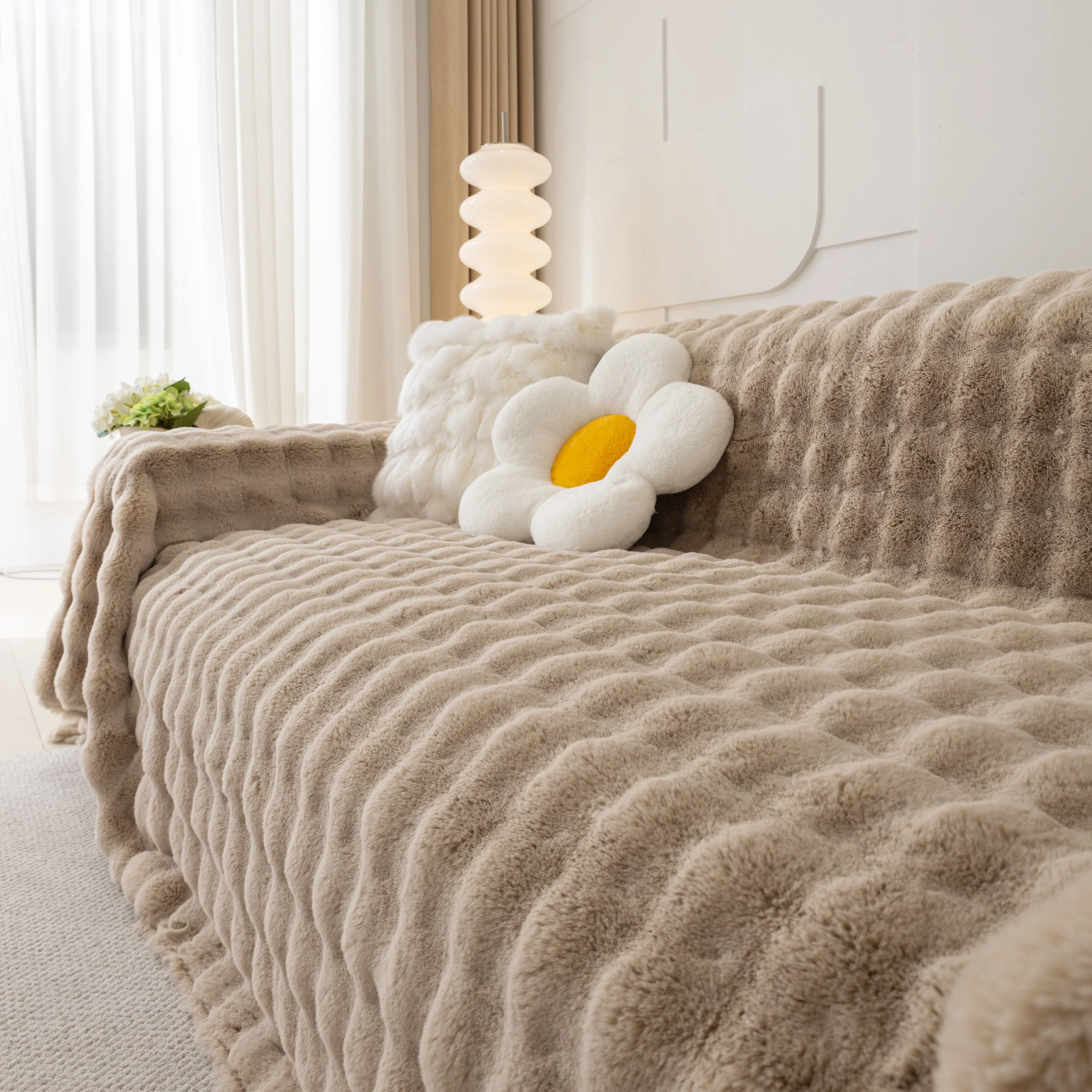 Faux Rabbit Fur Throws for Sofas, Stylish Throw Blankets for Couch and Couch Throw Cover - Image 23