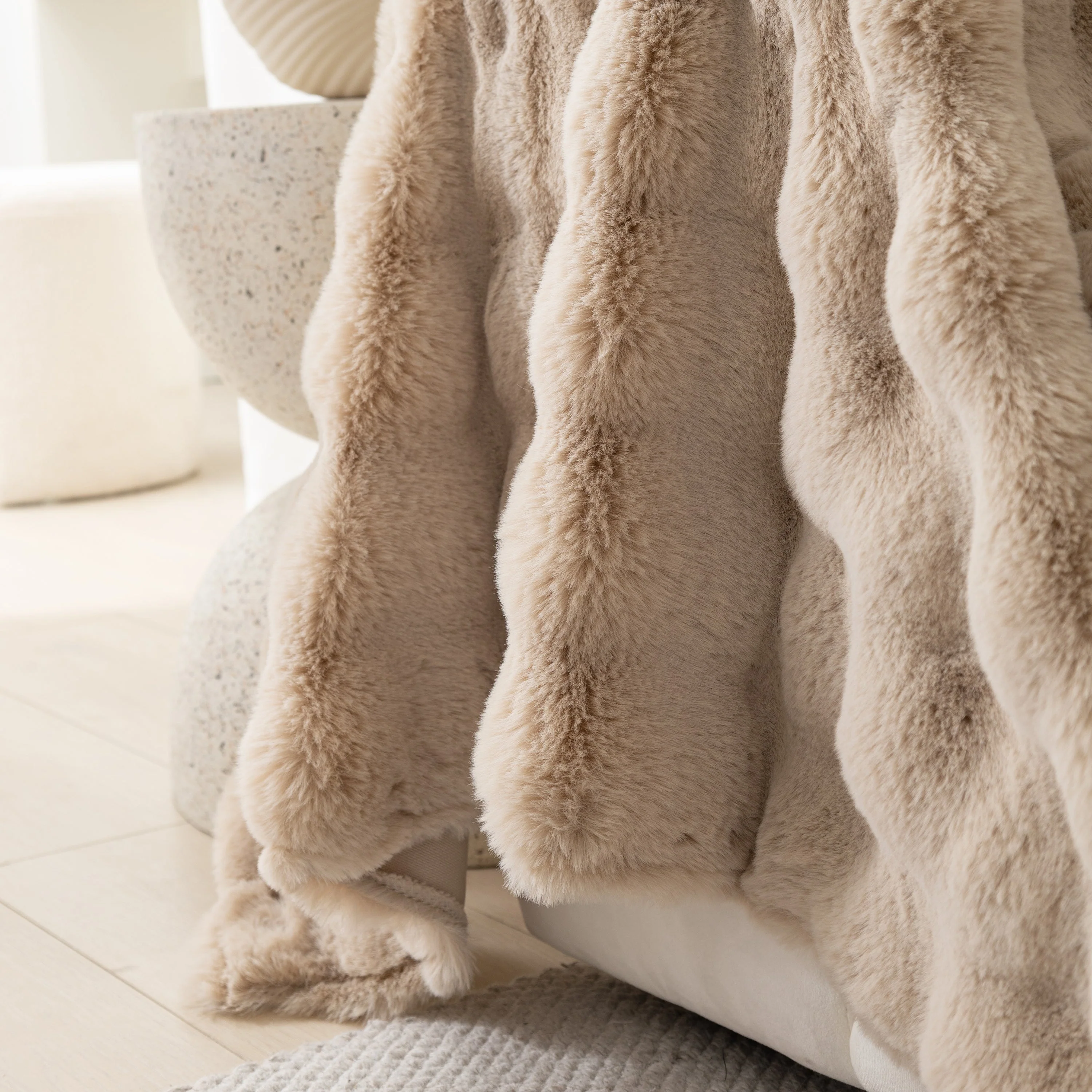 Faux Rabbit Fur Throws for Sofas, Stylish Throw Blankets for Couch and Couch Throw Cover - Image 25