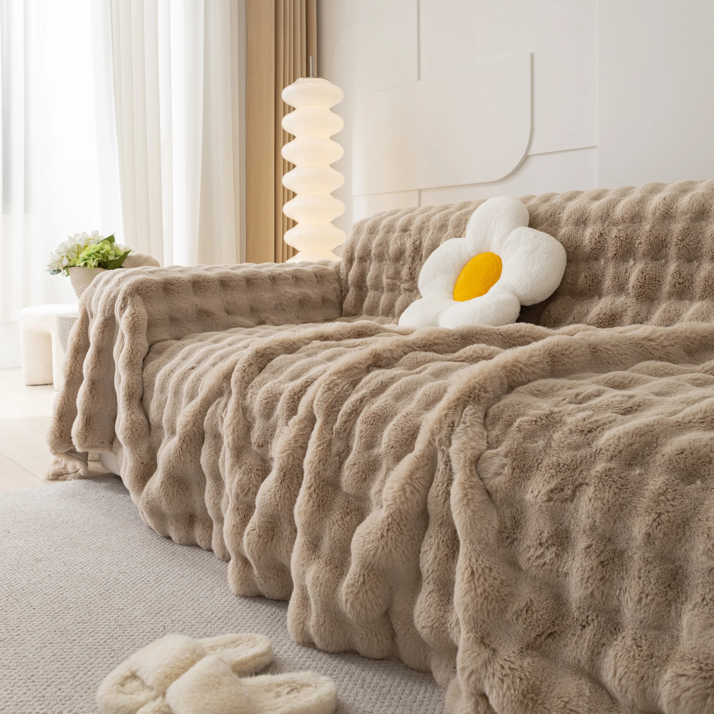 Faux Rabbit Fur Throws for Sofas, Stylish Throw Blankets for Couch and Couch Throw Cover - Image 27