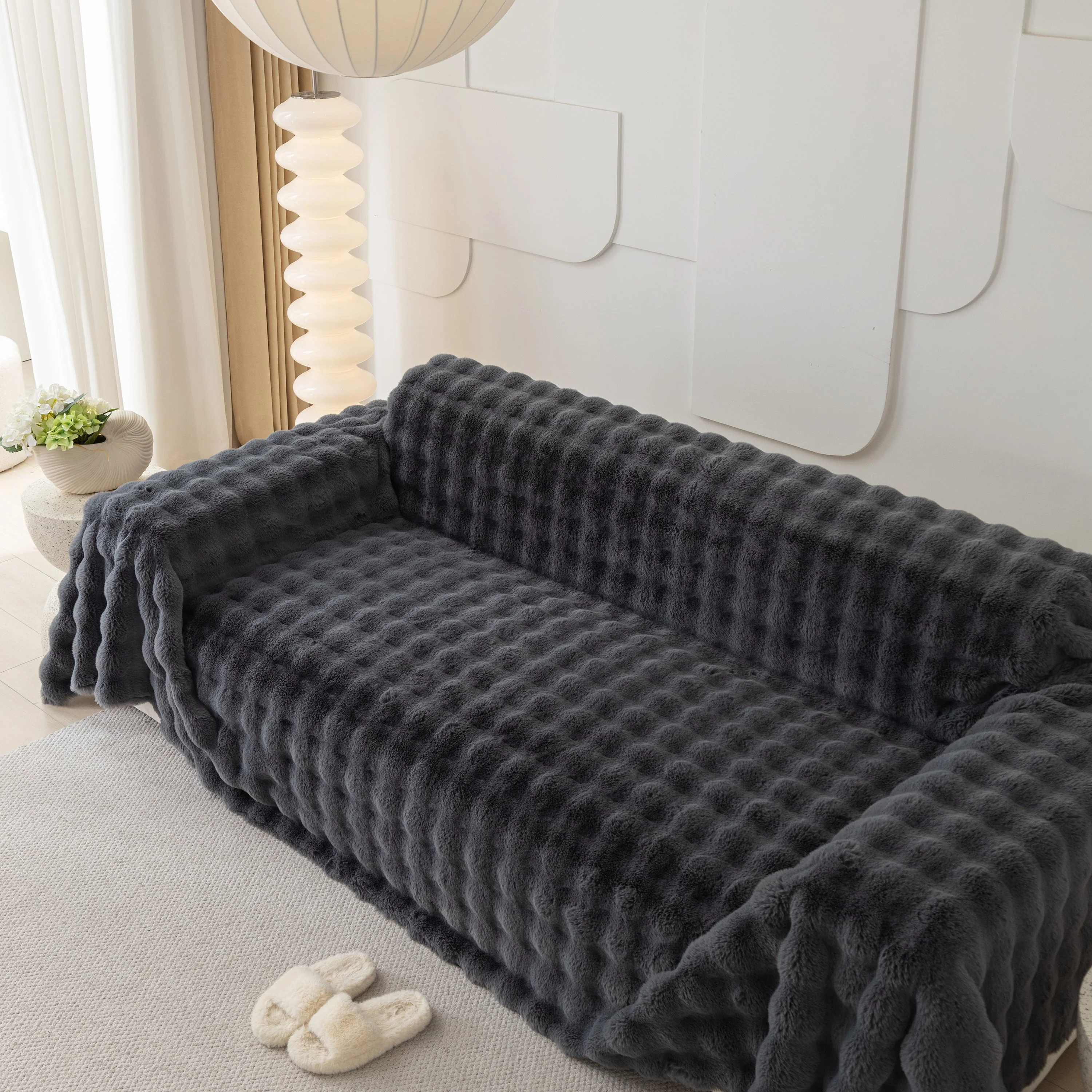 Faux Rabbit Fur Throws for Sofas, Stylish Throw Blankets for Couch and Couch Throw Cover - Image 32