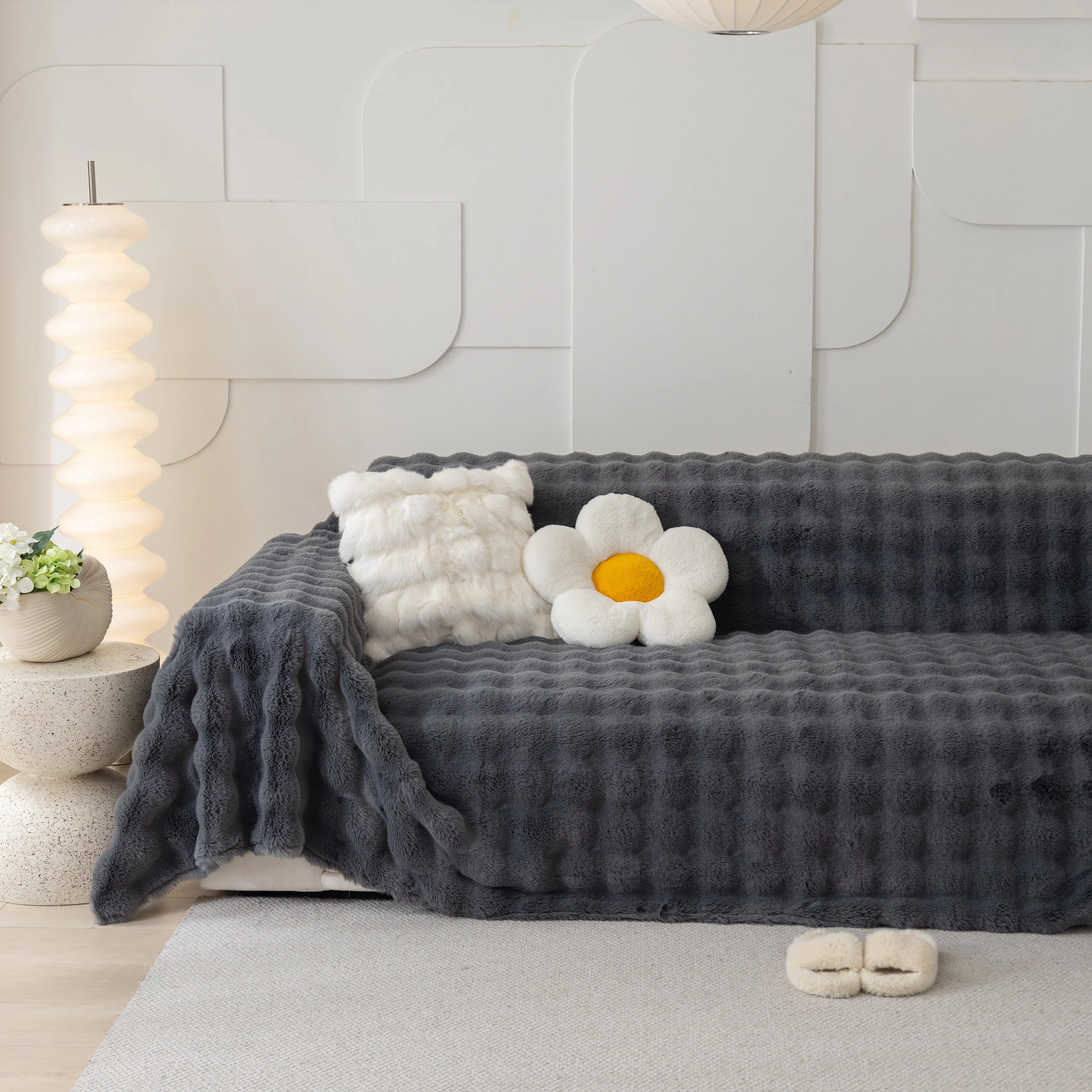 Faux Rabbit Fur Throws for Sofas, Stylish Throw Blankets for Couch and Couch Throw Cover - Image 33