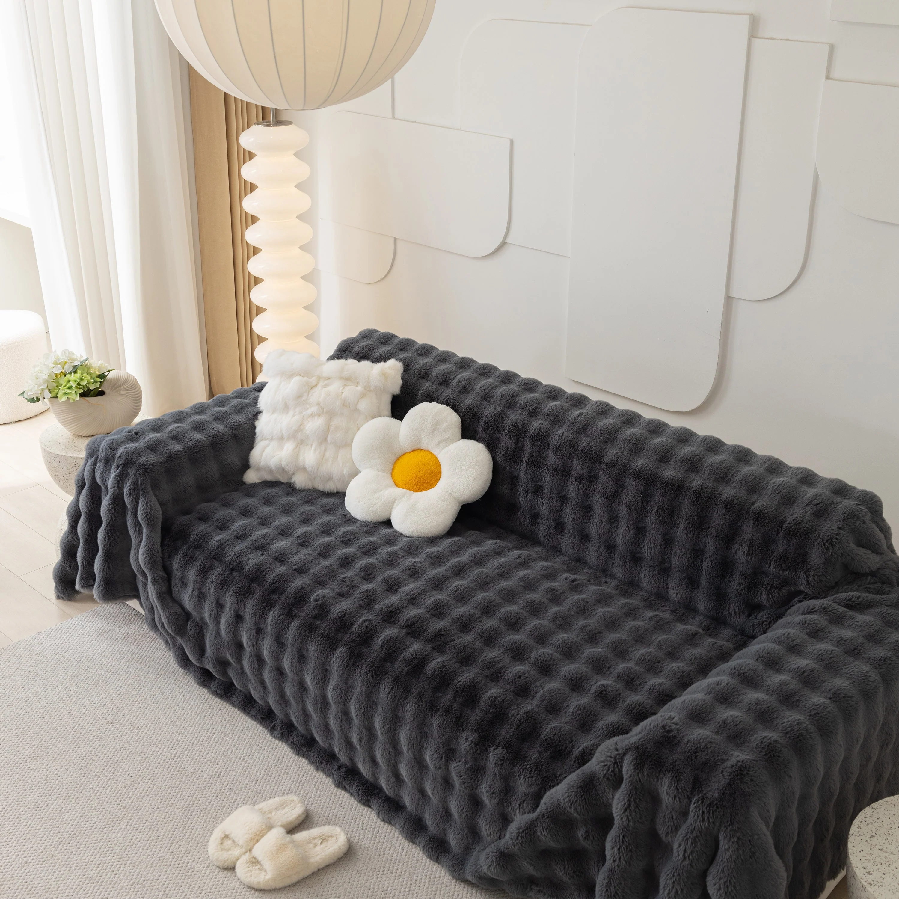 Faux Rabbit Fur Throws for Sofas, Stylish Throw Blankets for Couch and Couch Throw Cover - Image 36