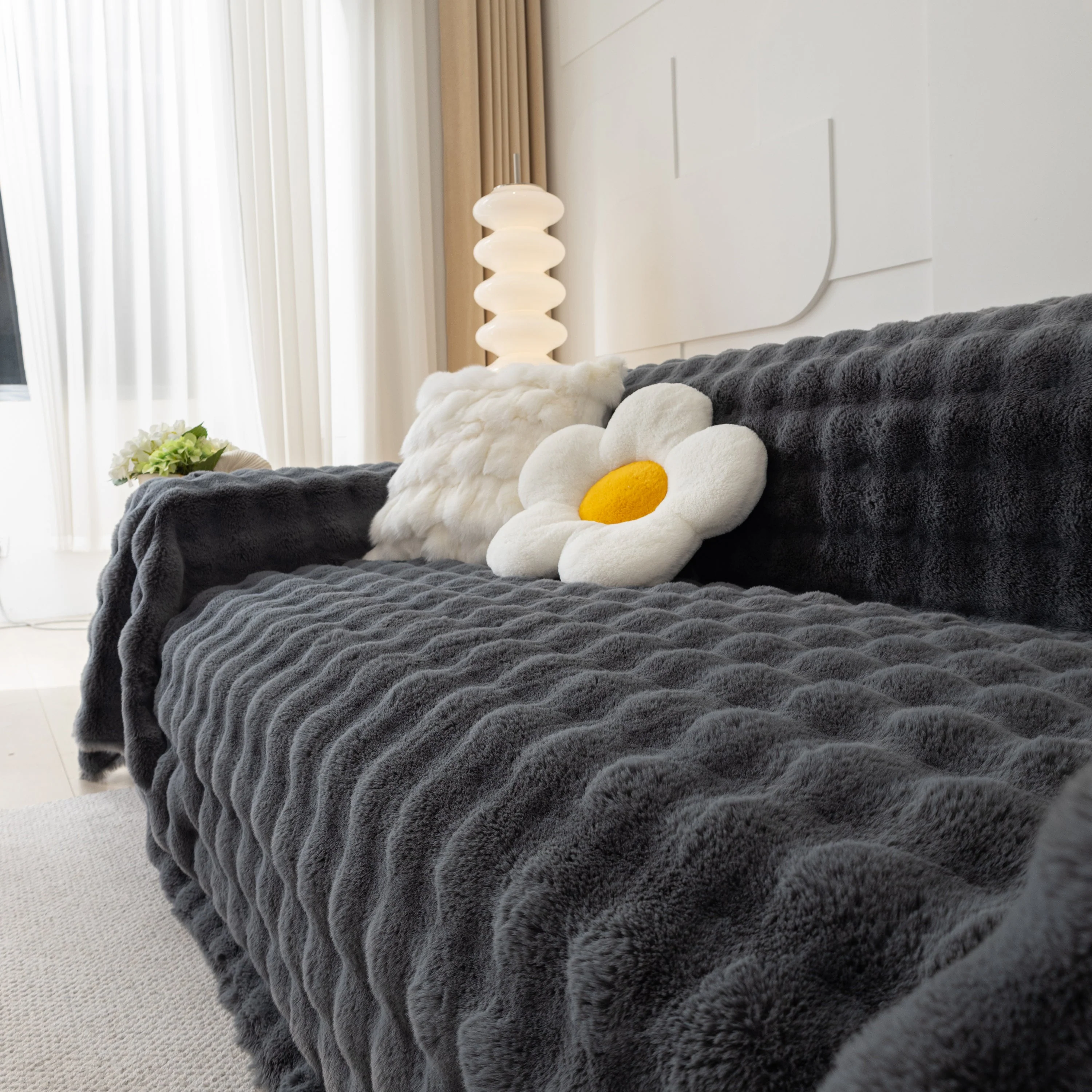 Faux Rabbit Fur Throws for Sofas, Stylish Throw Blankets for Couch and Couch Throw Cover - Image 44
