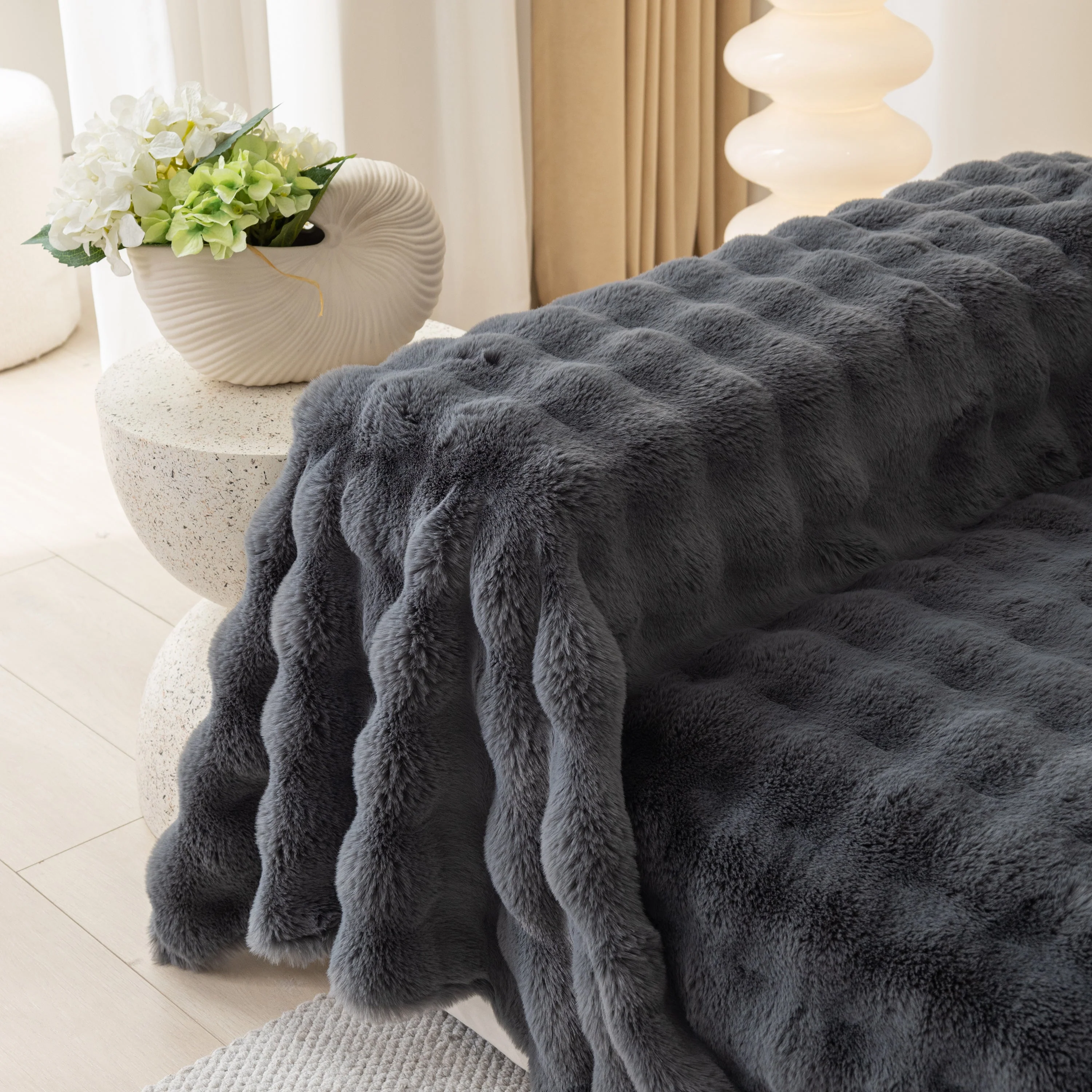 Faux Rabbit Fur Throws for Sofas, Stylish Throw Blankets for Couch and Couch Throw Cover - Image 45