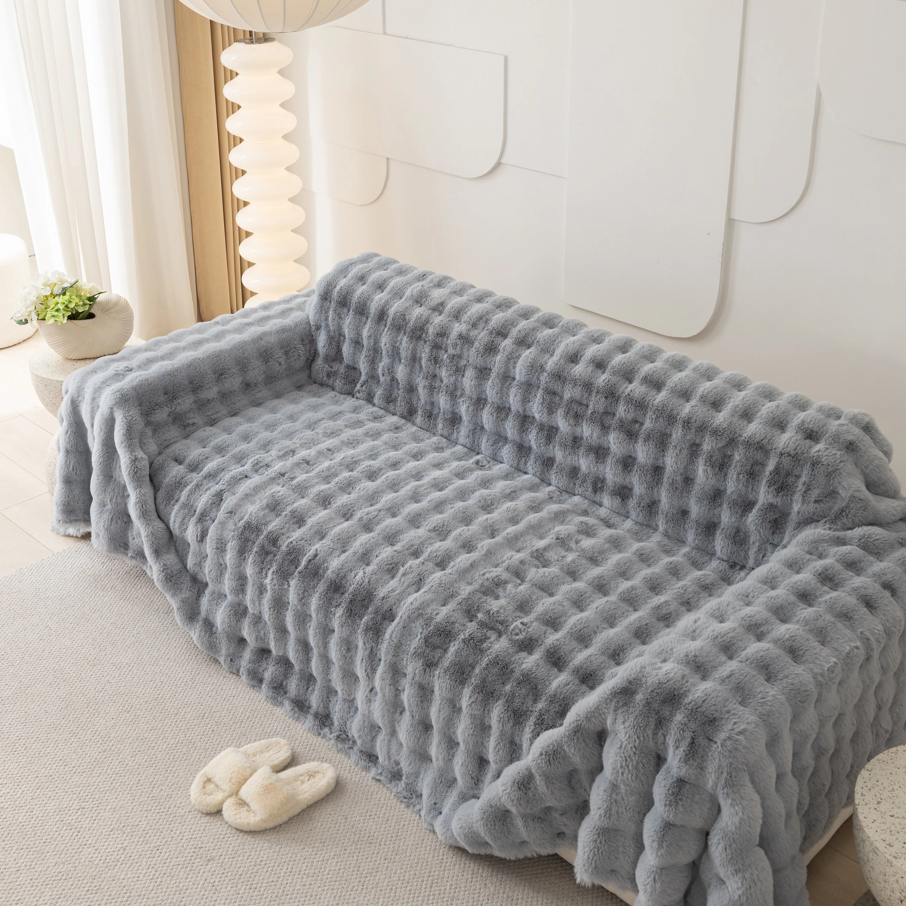 Faux Rabbit Fur Throws for Sofas, Stylish Throw Blankets for Couch and Couch Throw Cover - Image 55