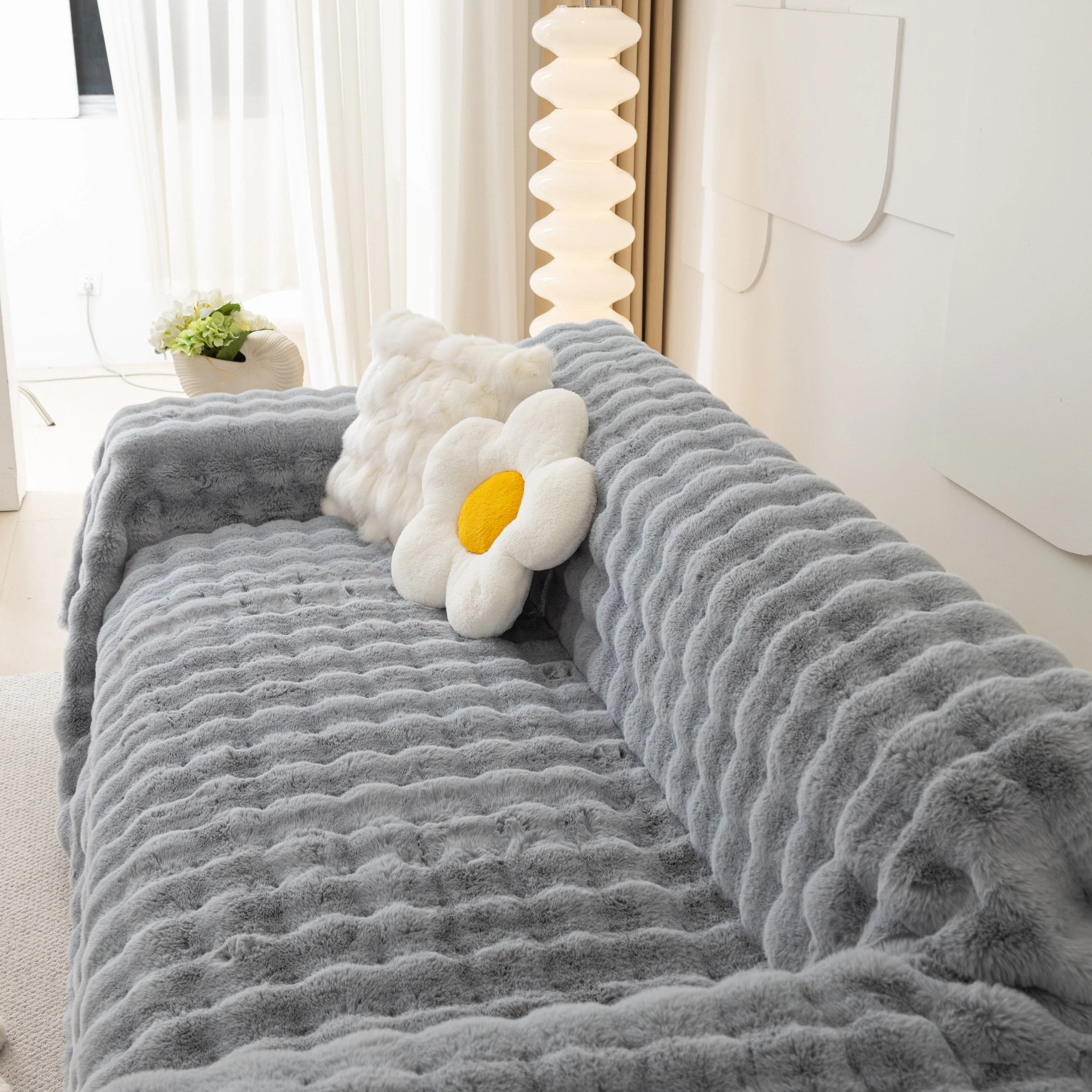 Faux Rabbit Fur Throws for Sofas, Stylish Throw Blankets for Couch and Couch Throw Cover - Image 61