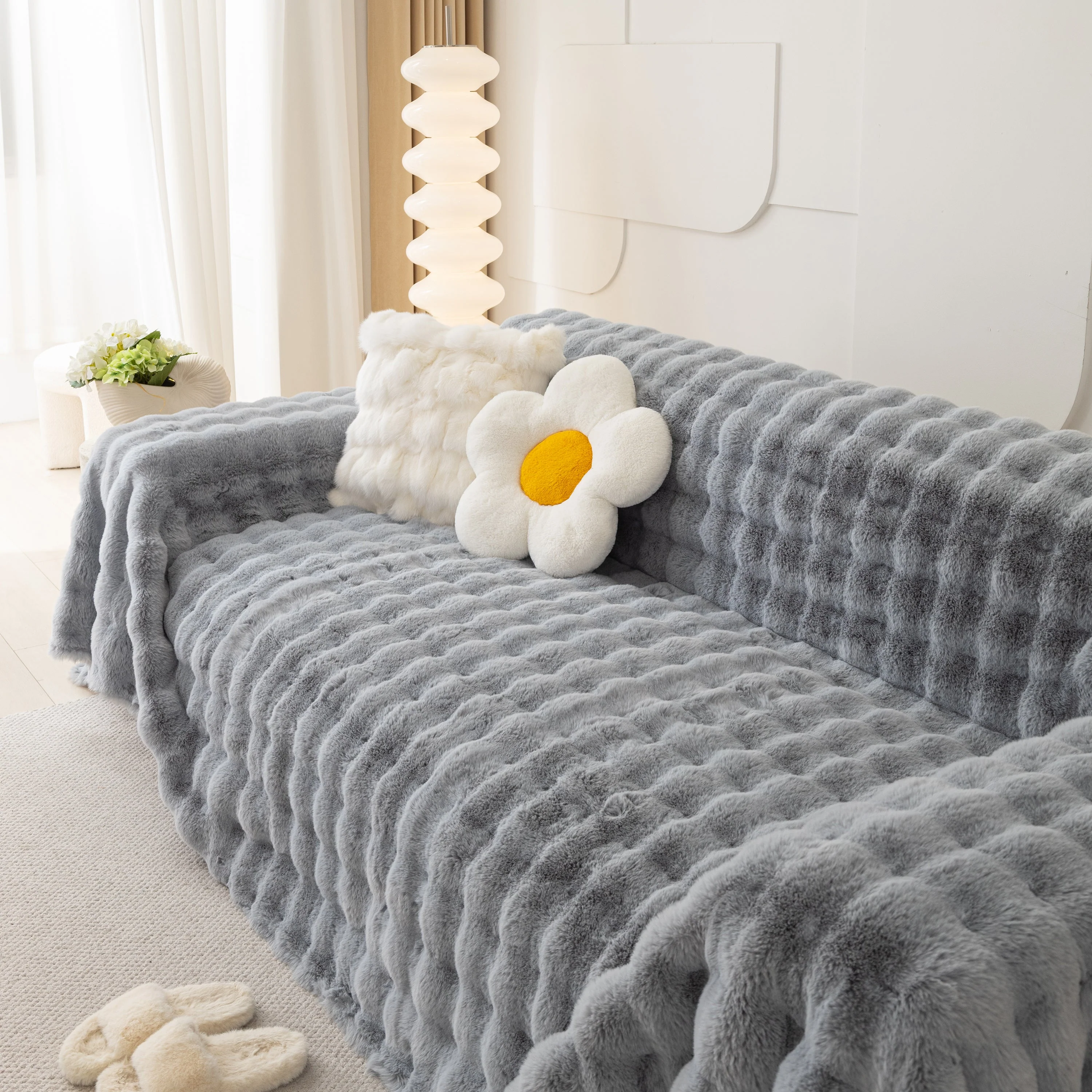 Faux Rabbit Fur Throws for Sofas, Stylish Throw Blankets for Couch and Couch Throw Cover - Image 62