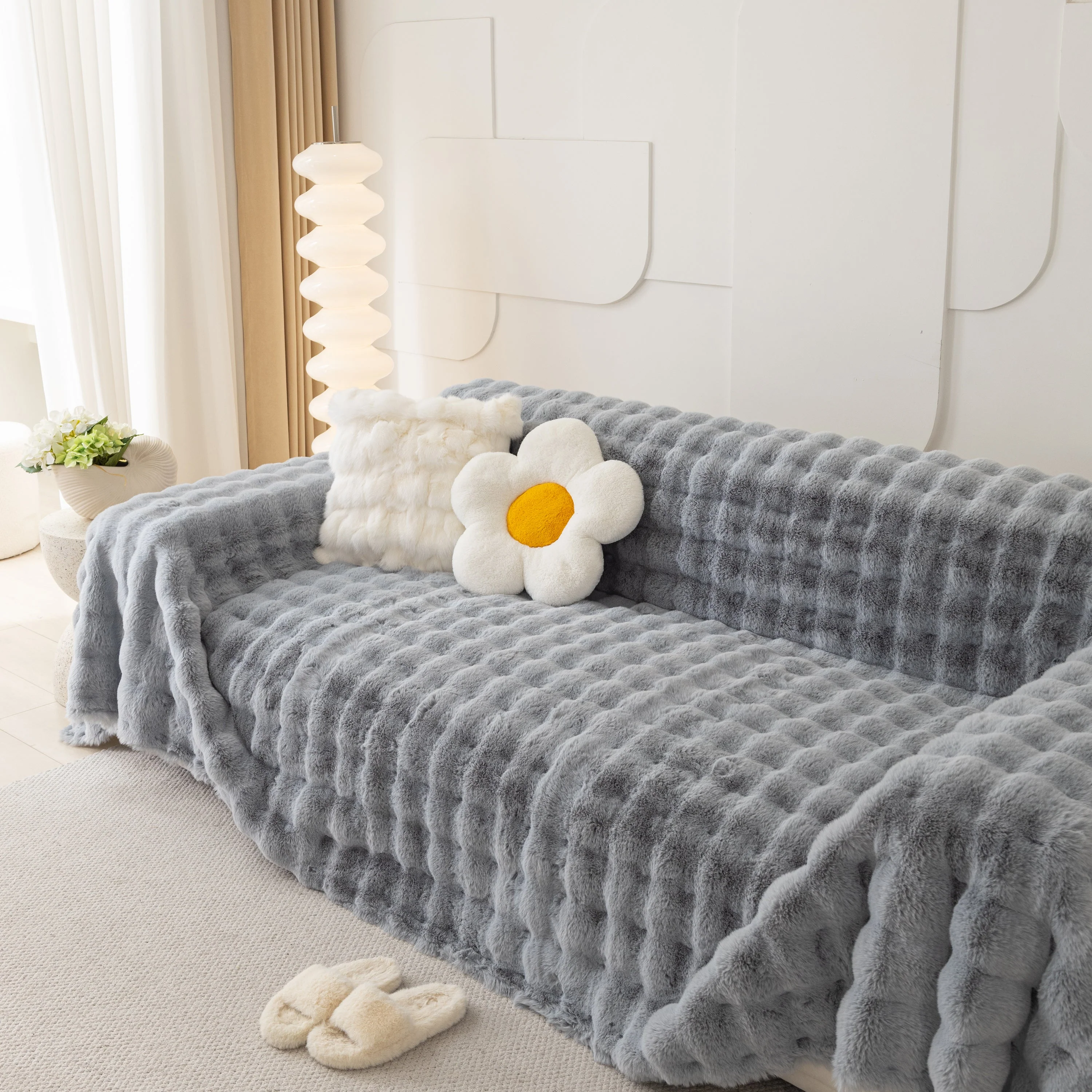 Faux Rabbit Fur Throws for Sofas, Stylish Throw Blankets for Couch and Couch Throw Cover - Image 64