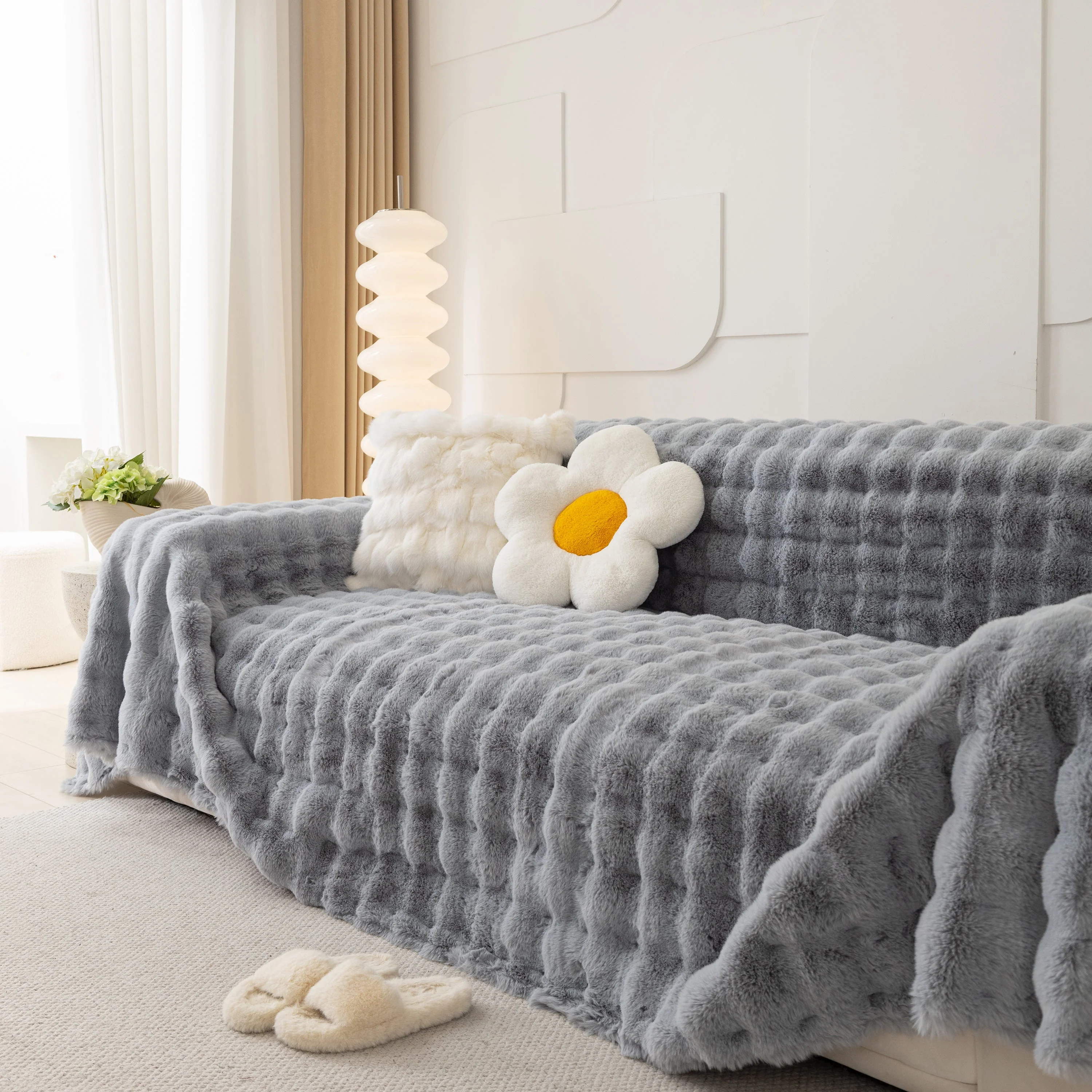 Faux Rabbit Fur Throws for Sofas, Stylish Throw Blankets for Couch and Couch Throw Cover - Image 65