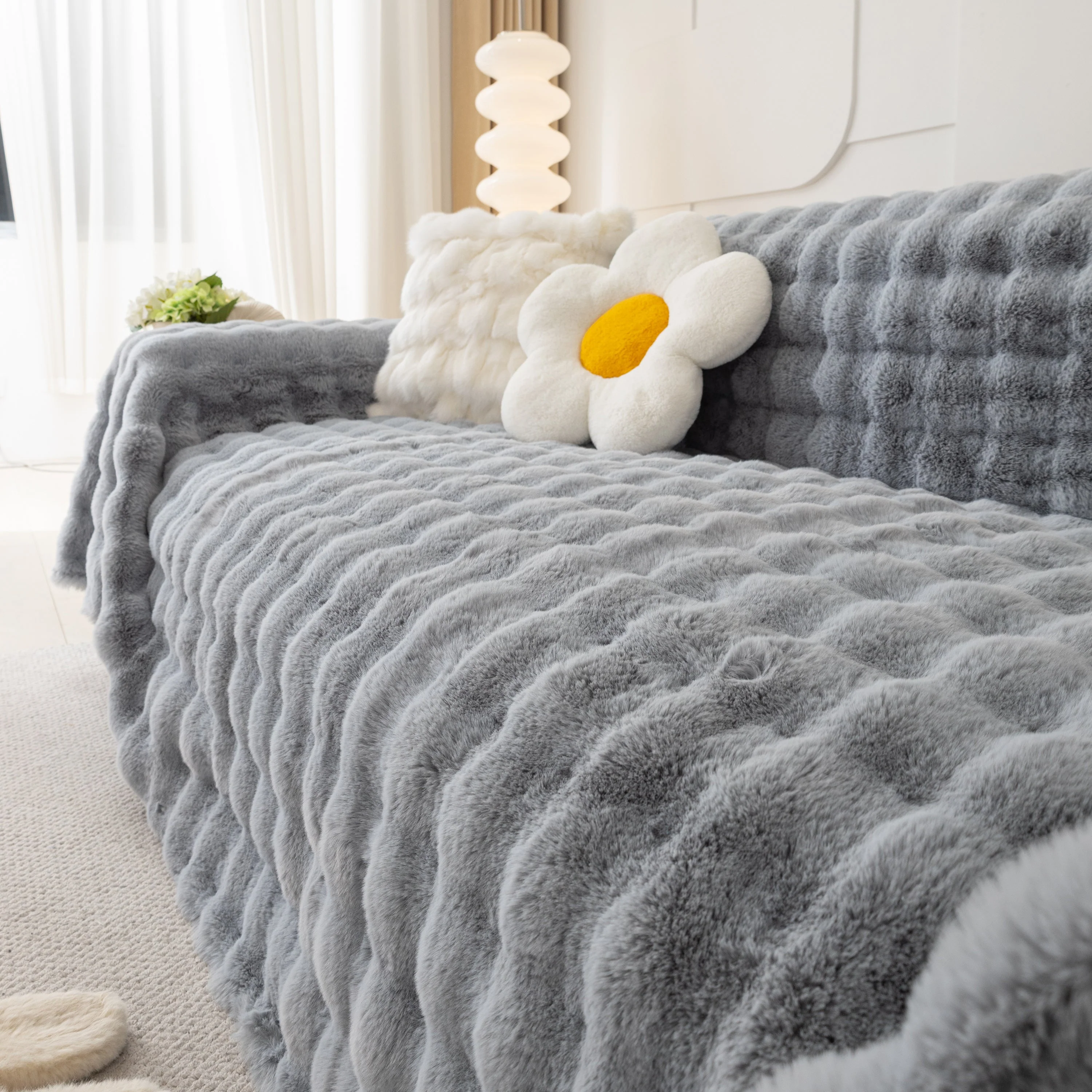 Faux Rabbit Fur Throws for Sofas, Stylish Throw Blankets for Couch and Couch Throw Cover - Image 67