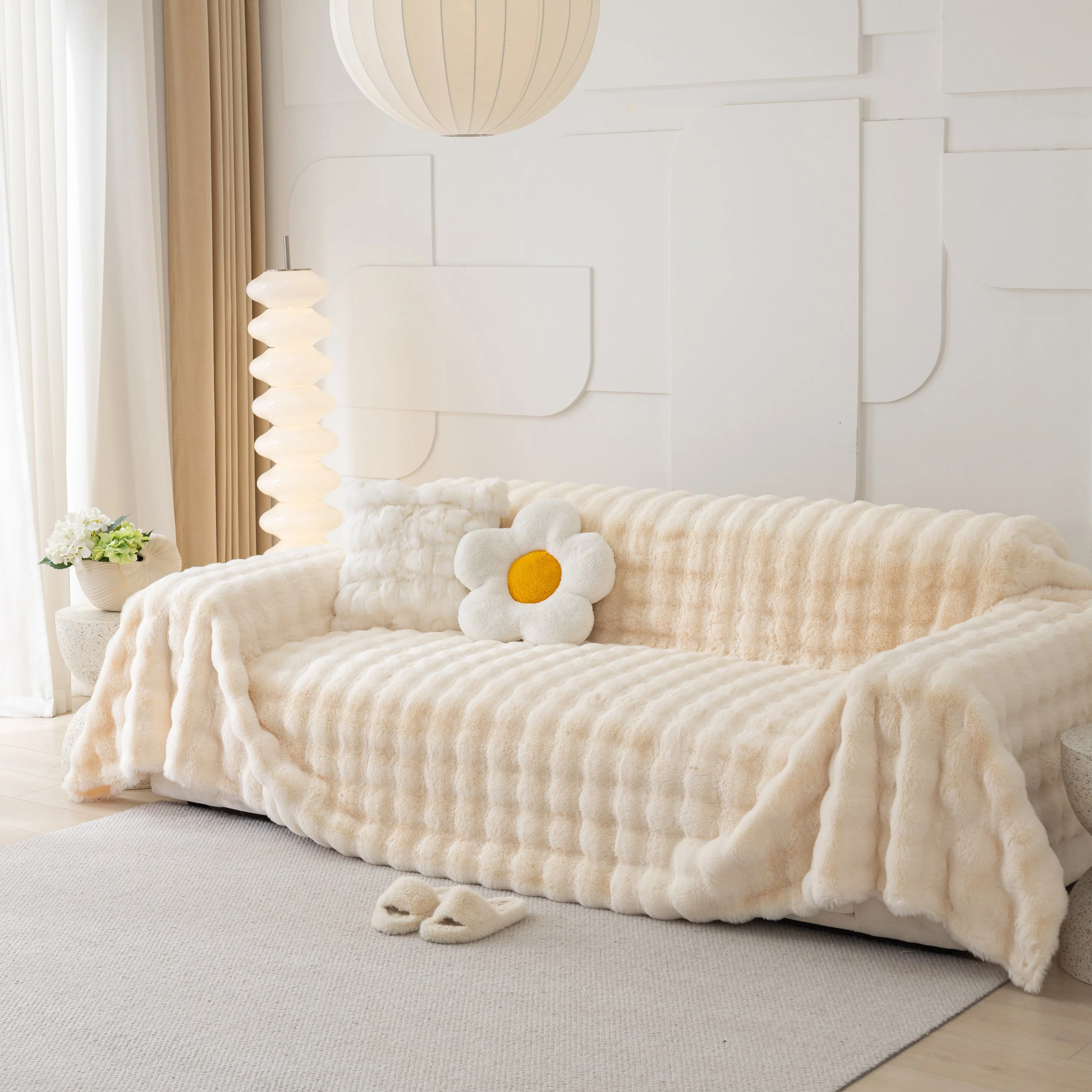 Faux Rabbit Fur Throws for Sofas, Stylish Throw Blankets for Couch and Couch Throw Cover - Image 7