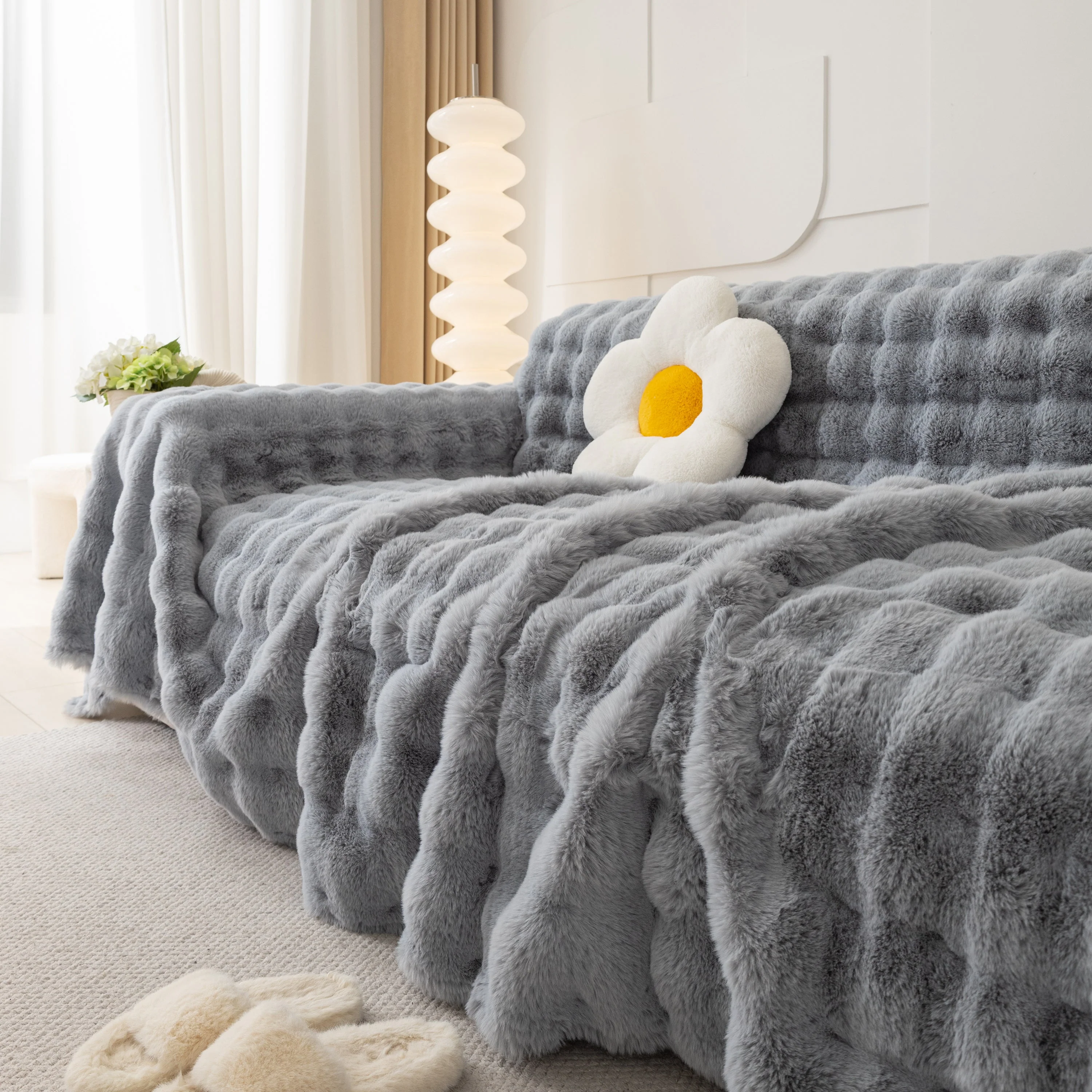 Faux Rabbit Fur Throws for Sofas, Stylish Throw Blankets for Couch and Couch Throw Cover - Image 70