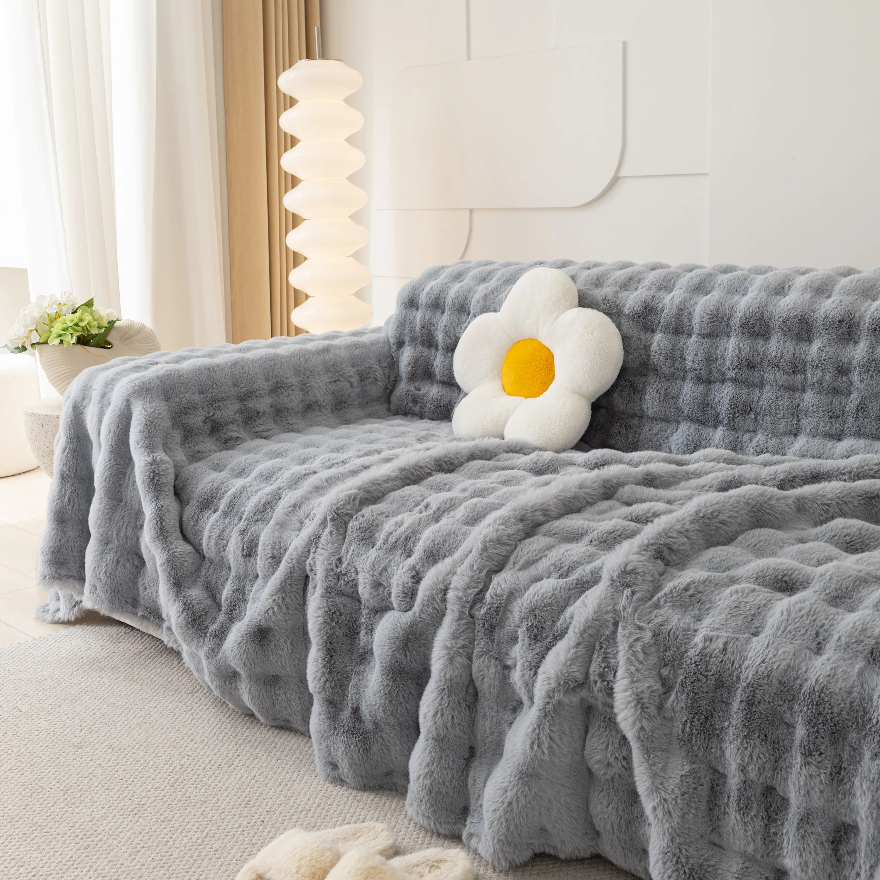 Faux Rabbit Fur Throws for Sofas, Stylish Throw Blankets for Couch and Couch Throw Cover - Image 71