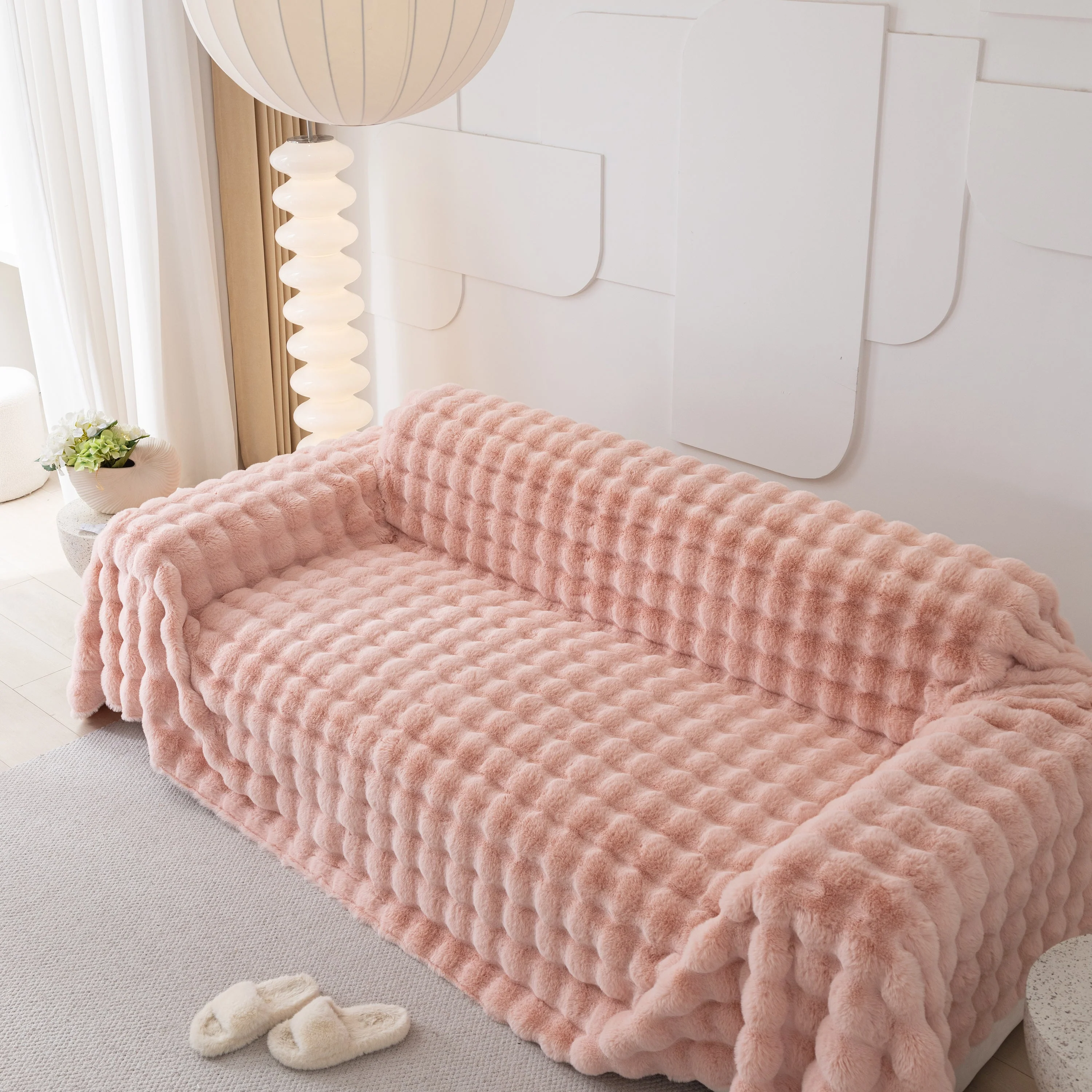 Faux Rabbit Fur Throws for Sofas, Stylish Throw Blankets for Couch and Couch Throw Cover - Image 78