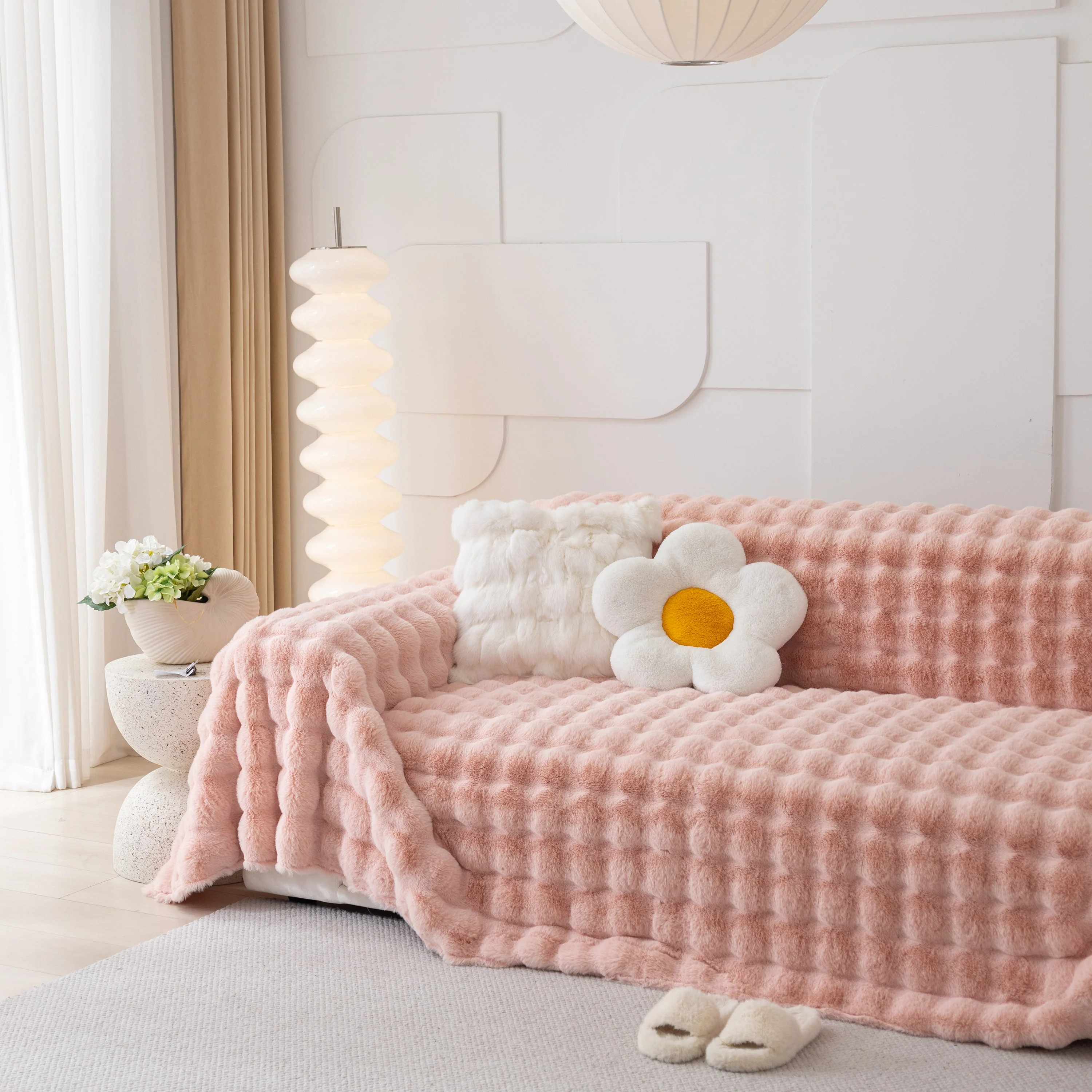 Faux Rabbit Fur Throws for Sofas, Stylish Throw Blankets for Couch and Couch Throw Cover - Image 80