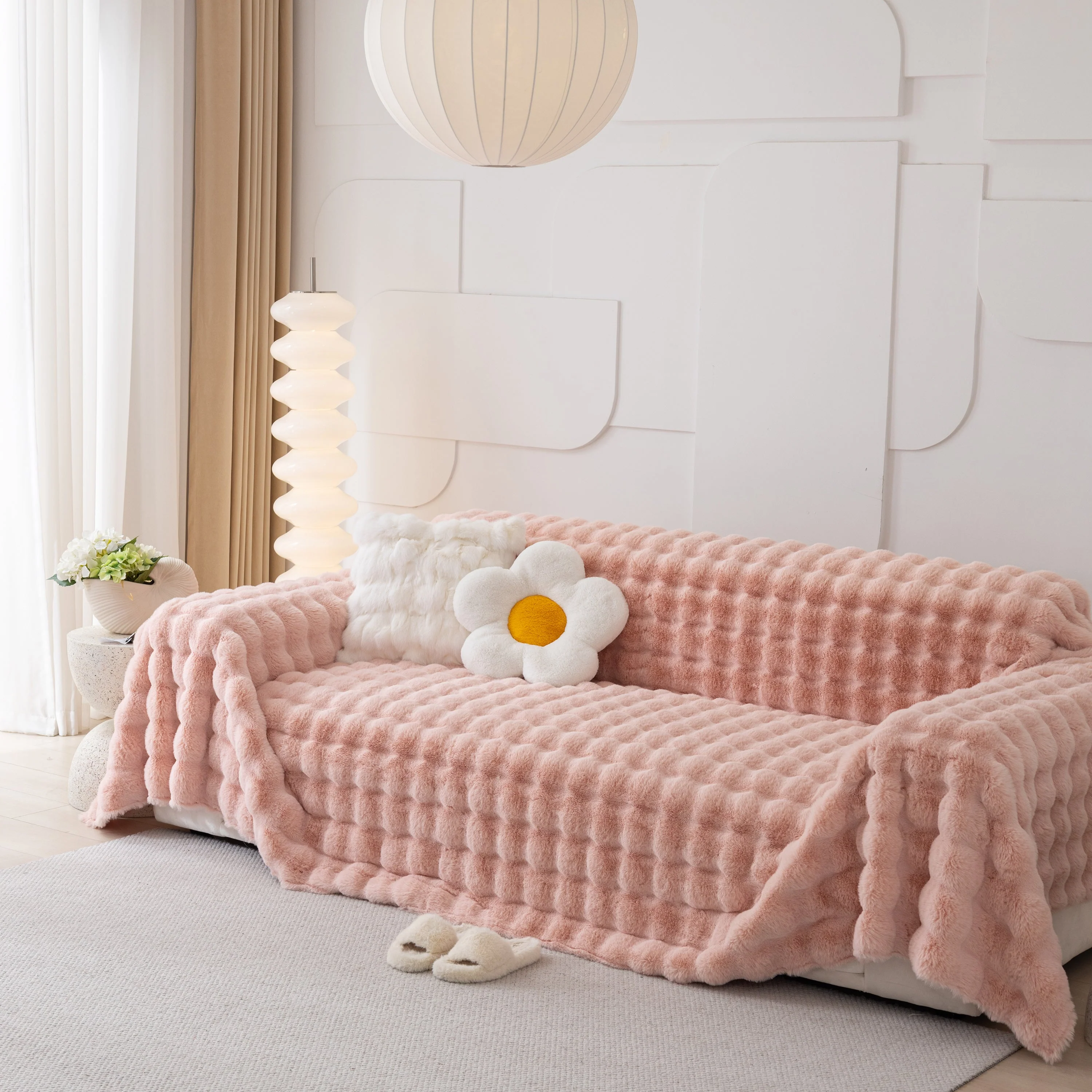 Faux Rabbit Fur Throws for Sofas, Stylish Throw Blankets for Couch and Couch Throw Cover - Image 81