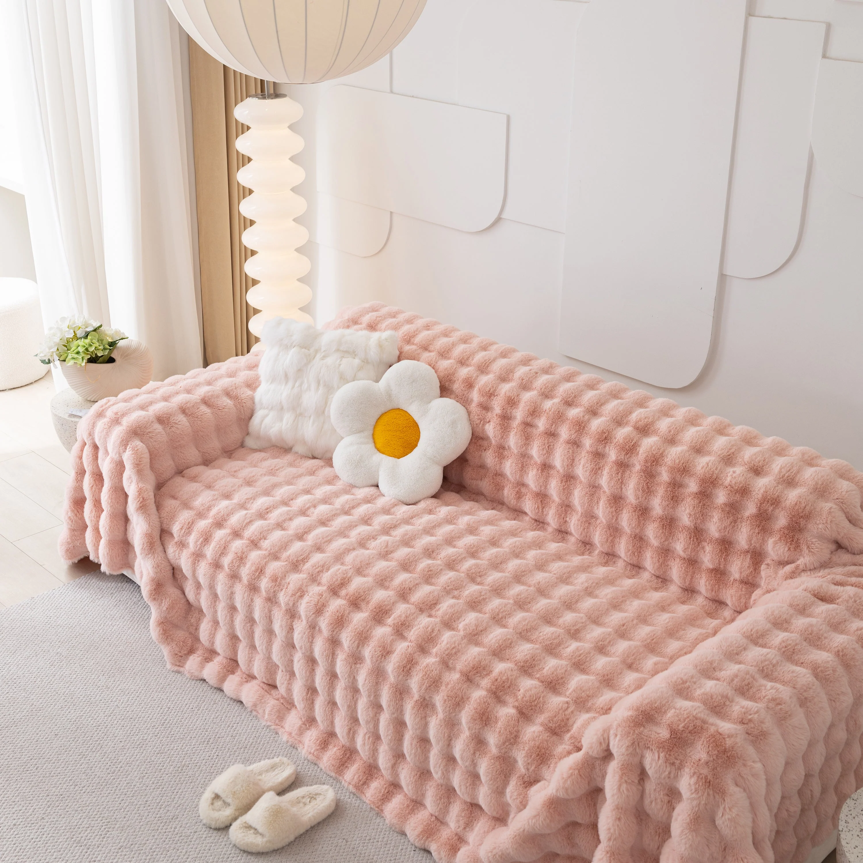 Faux Rabbit Fur Throws for Sofas, Stylish Throw Blankets for Couch and Couch Throw Cover - Image 82