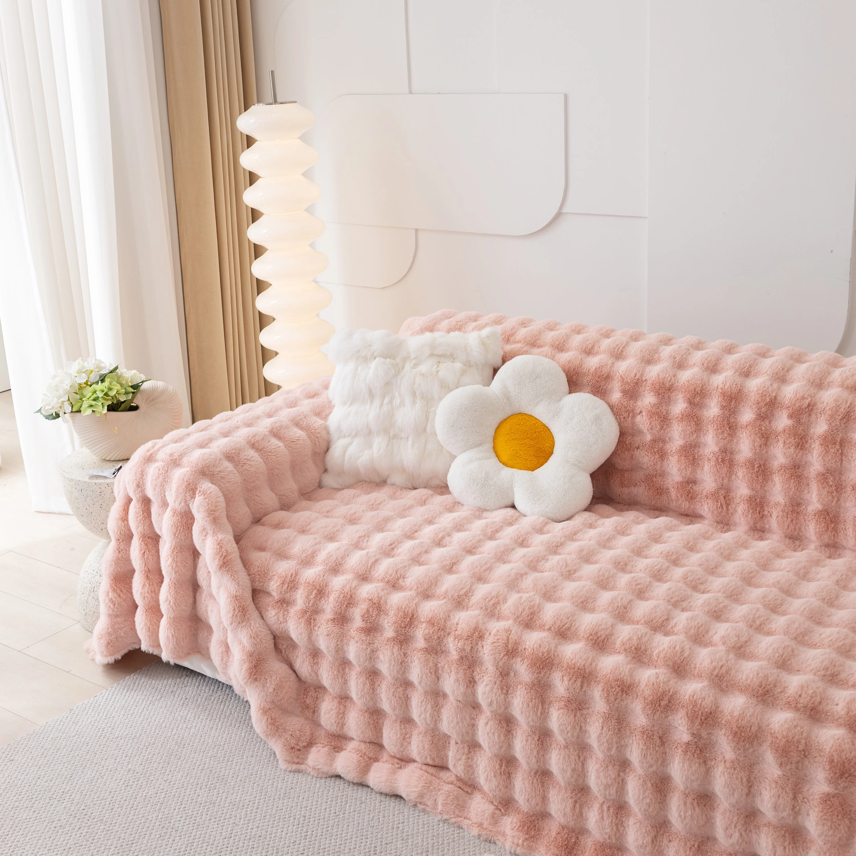 Faux Rabbit Fur Throws for Sofas, Stylish Throw Blankets for Couch and Couch Throw Cover - Image 83