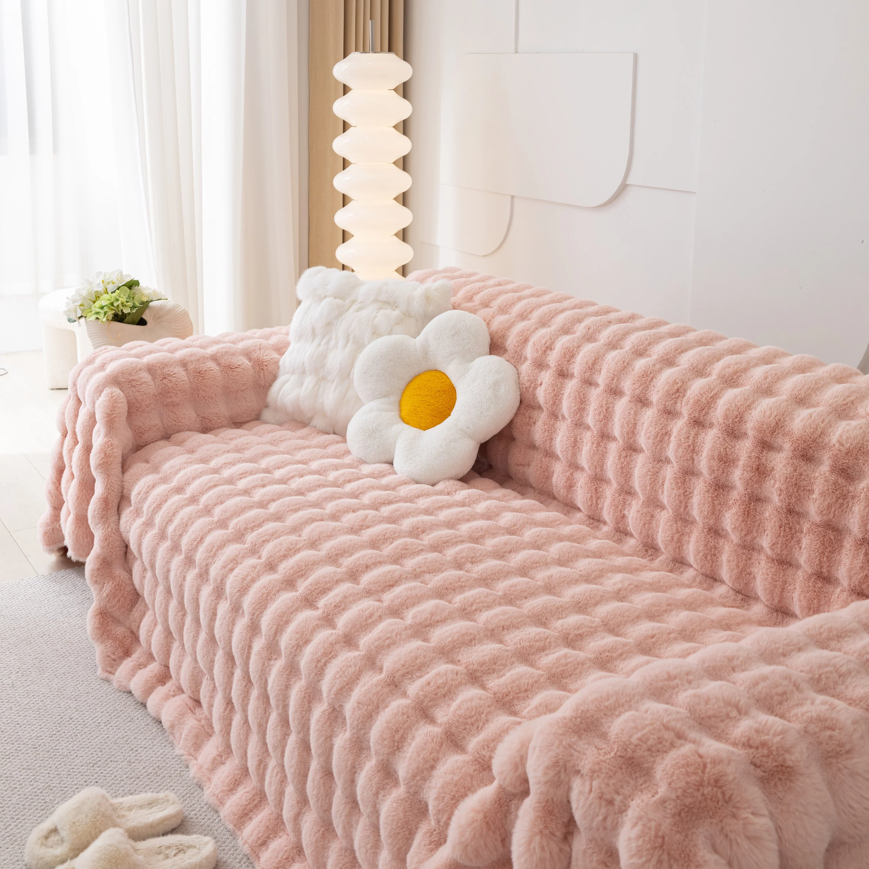 Faux Rabbit Fur Throws for Sofas, Stylish Throw Blankets for Couch and Couch Throw Cover - Image 85