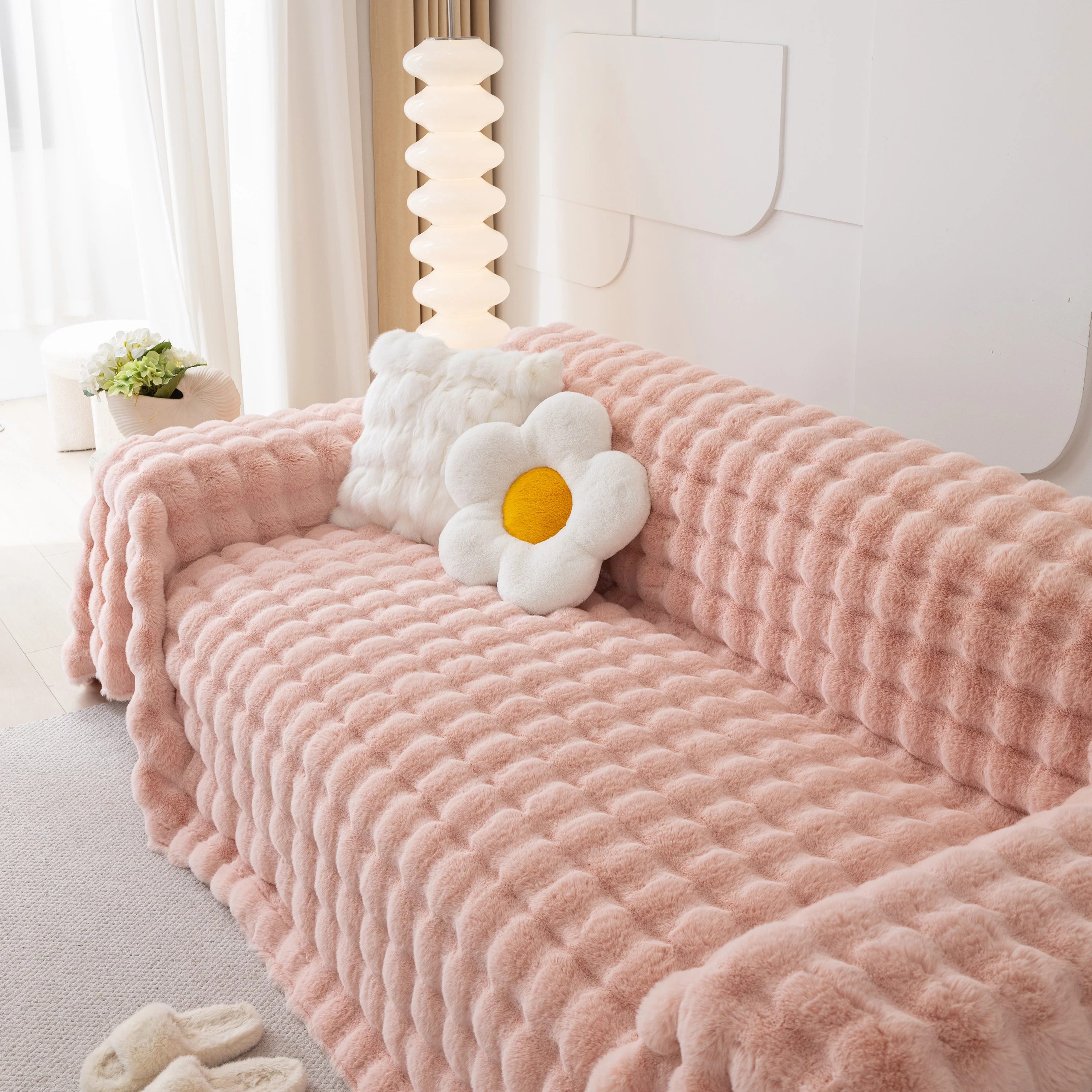 Faux Rabbit Fur Throws for Sofas, Stylish Throw Blankets for Couch and Couch Throw Cover - Image 86