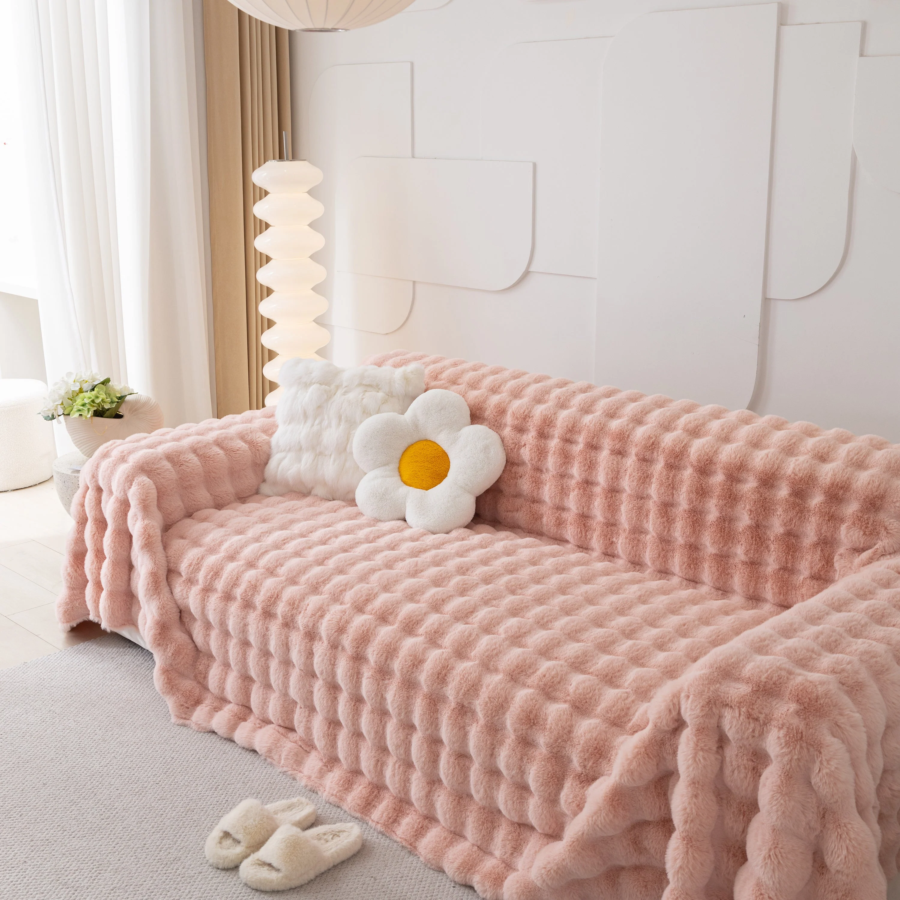 Faux Rabbit Fur Throws for Sofas, Stylish Throw Blankets for Couch and Couch Throw Cover - Image 87