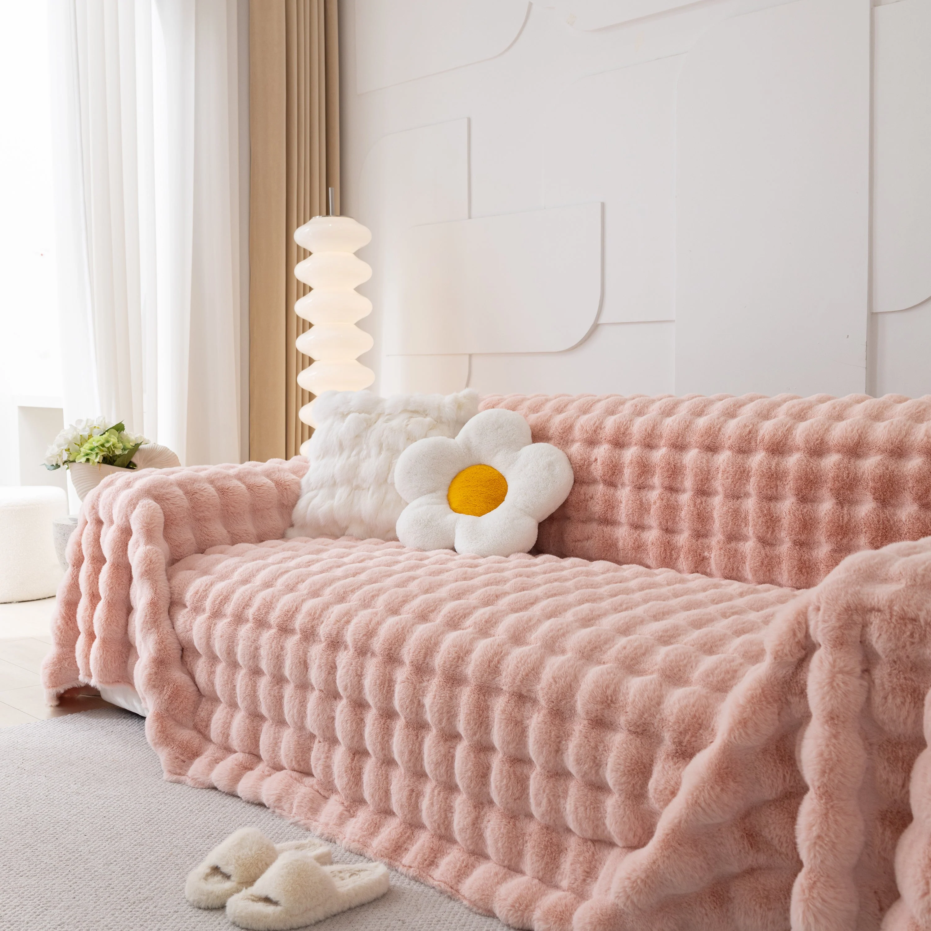 Faux Rabbit Fur Throws for Sofas, Stylish Throw Blankets for Couch and Couch Throw Cover - Image 88