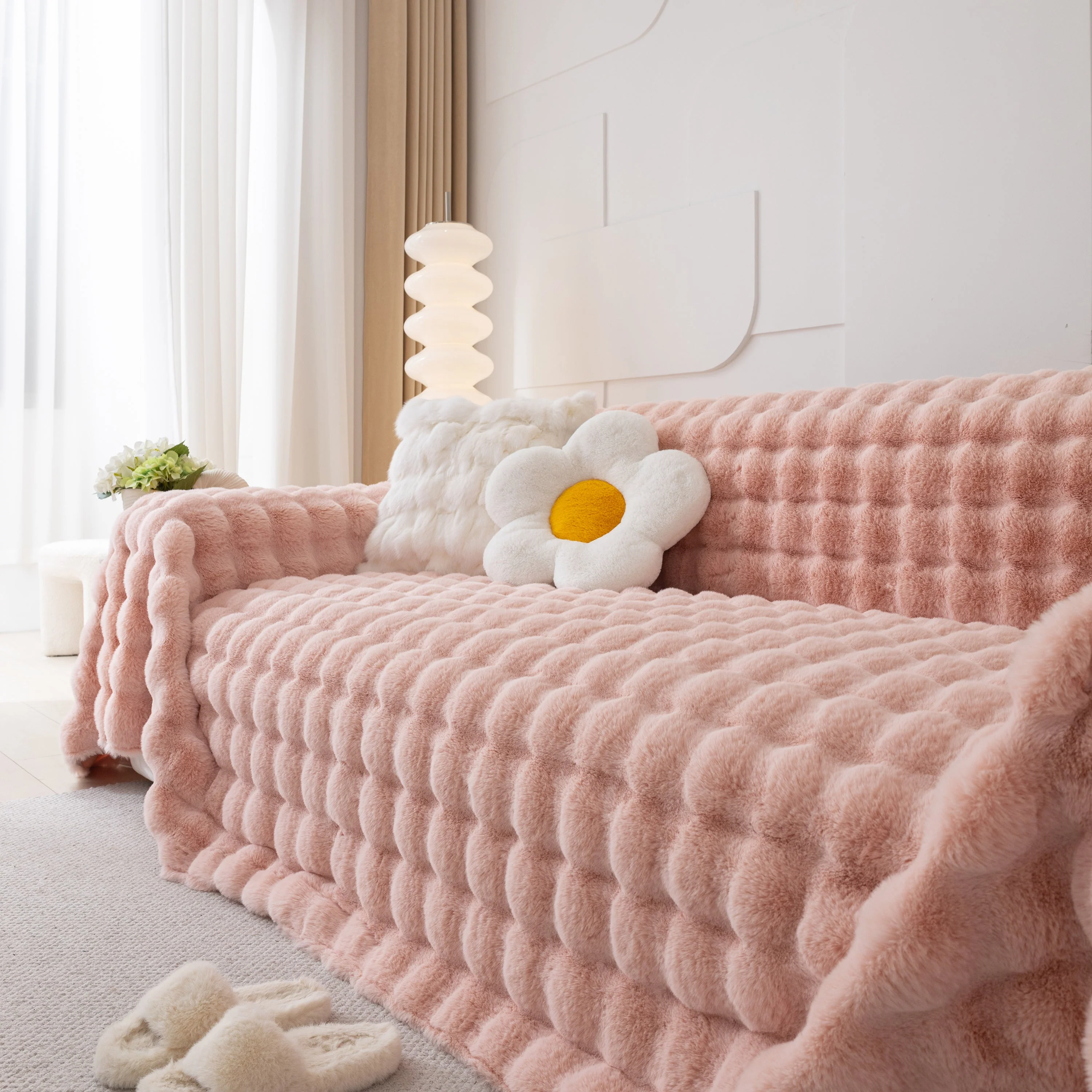 Faux Rabbit Fur Throws for Sofas, Stylish Throw Blankets for Couch and Couch Throw Cover - Image 89