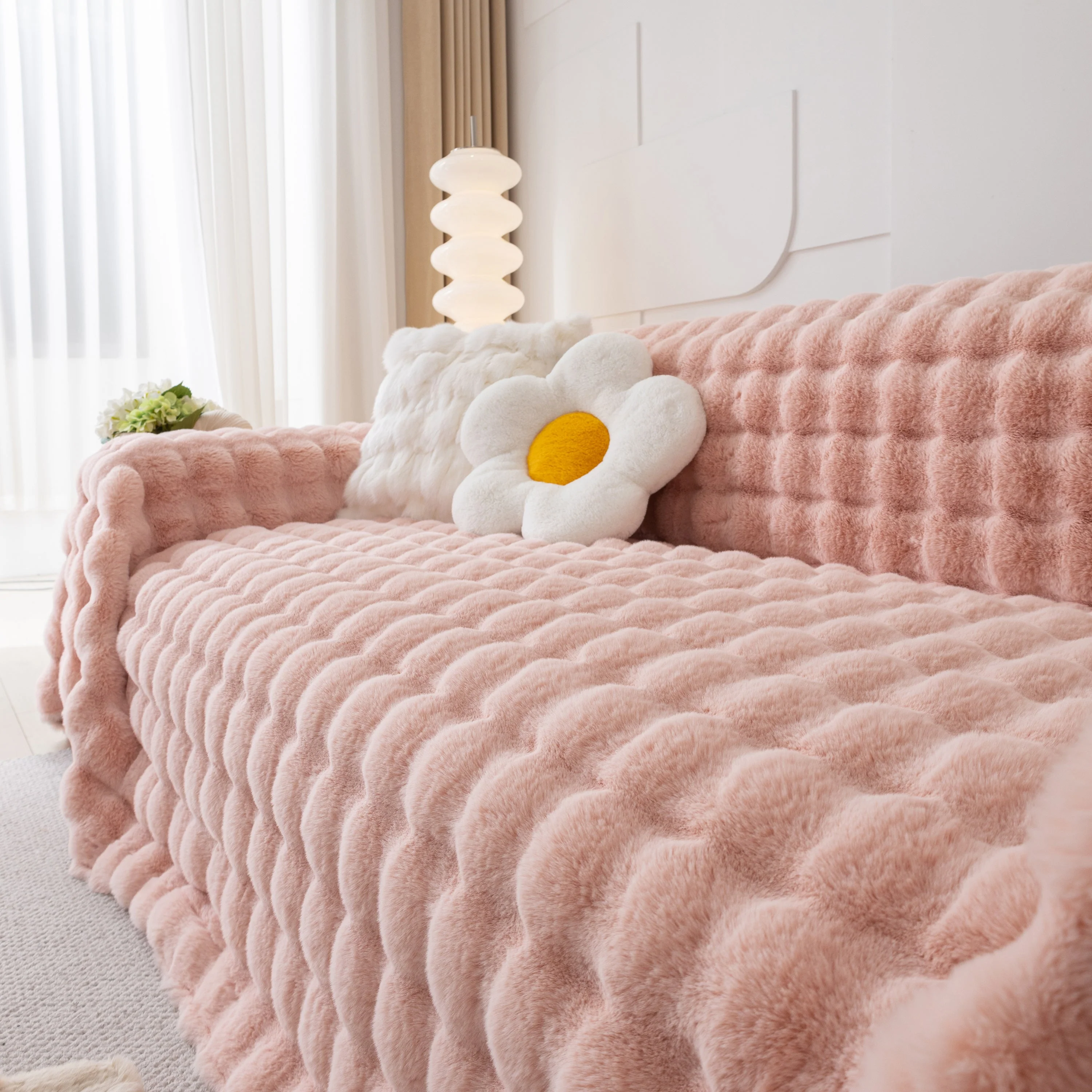 Faux Rabbit Fur Throws for Sofas, Stylish Throw Blankets for Couch and Couch Throw Cover - Image 90