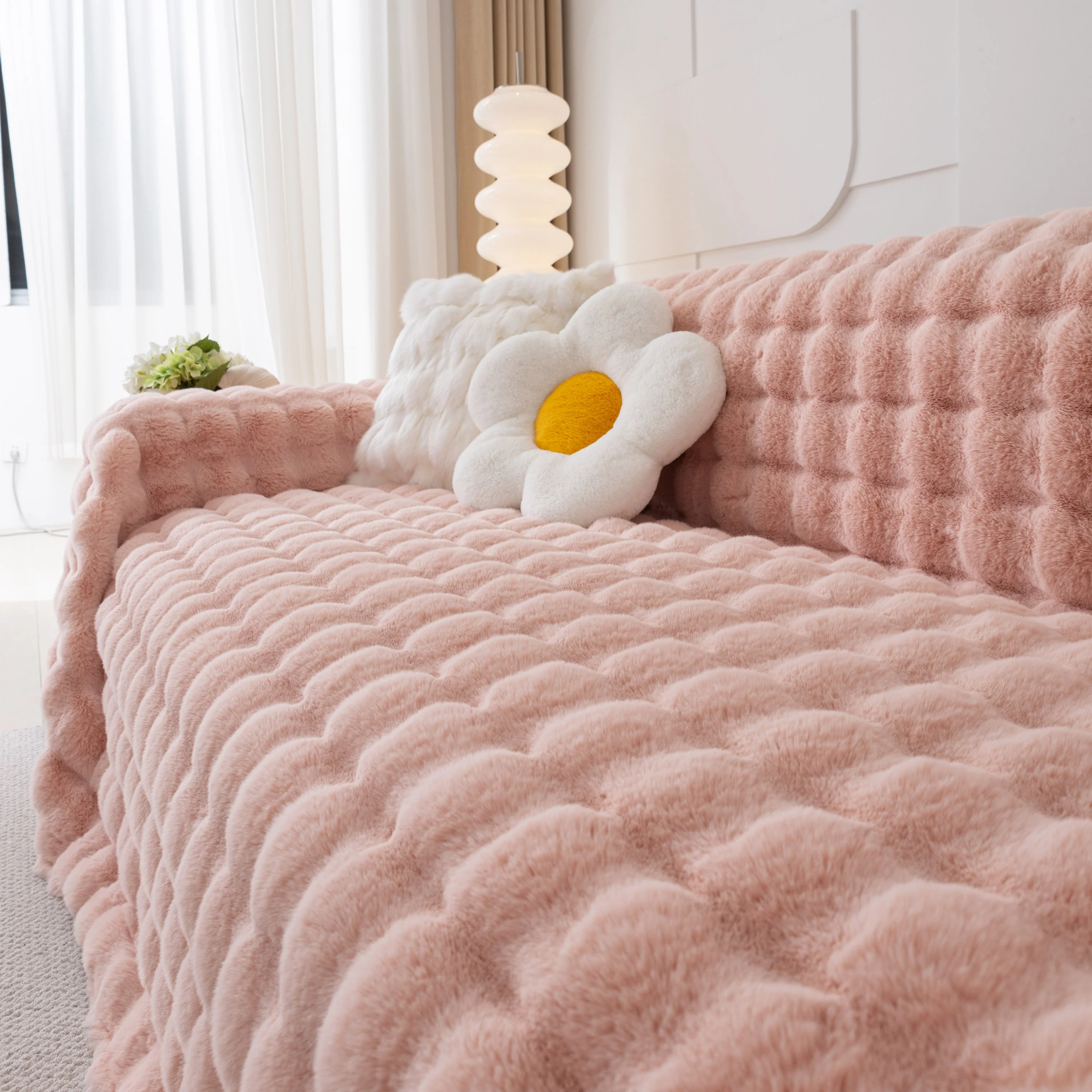 Faux Rabbit Fur Throws for Sofas, Stylish Throw Blankets for Couch and Couch Throw Cover - Image 91