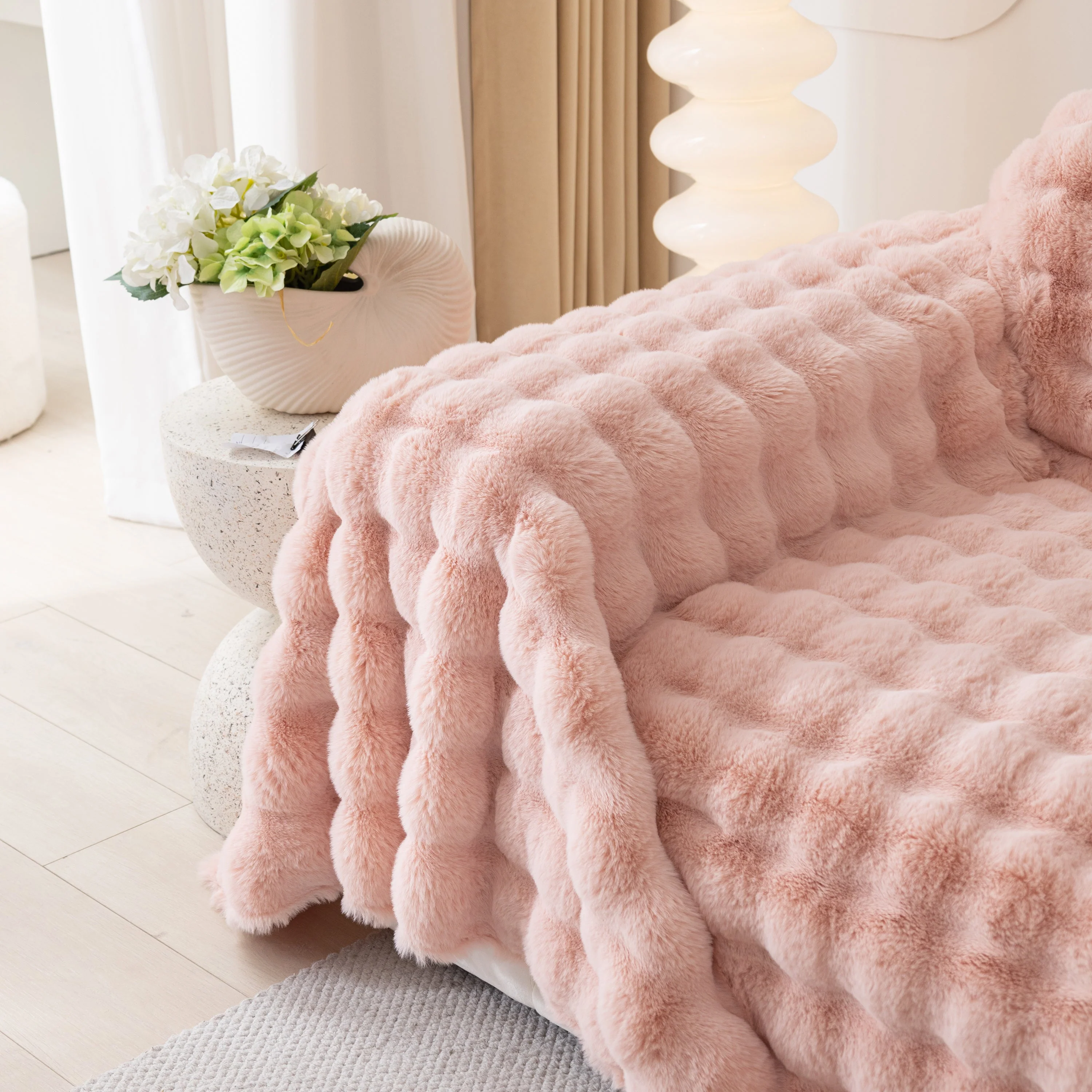 Faux Rabbit Fur Throws for Sofas, Stylish Throw Blankets for Couch and Couch Throw Cover - Image 92
