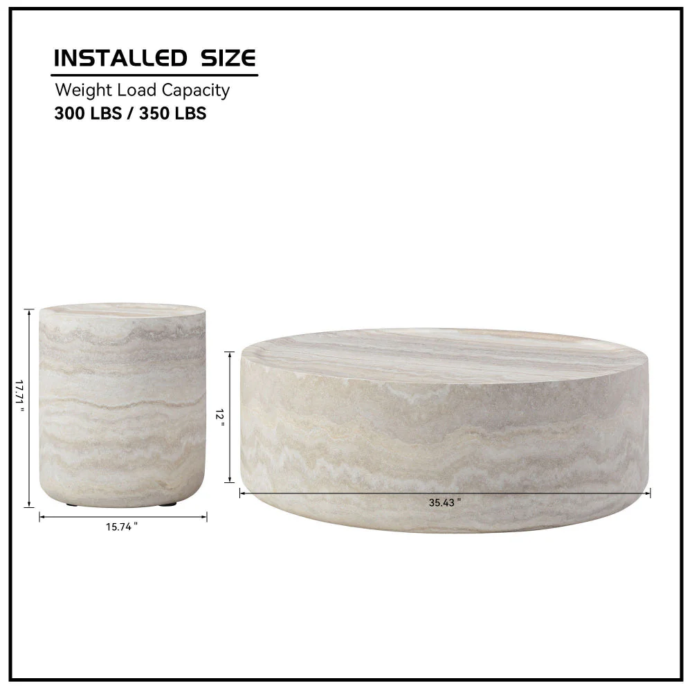 Faux Travertine Coffee Table Set of 2 - Image 4