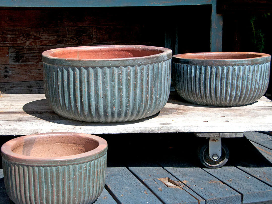 Faux Zin Can Low Planter - Set of 3 By Plantatorem