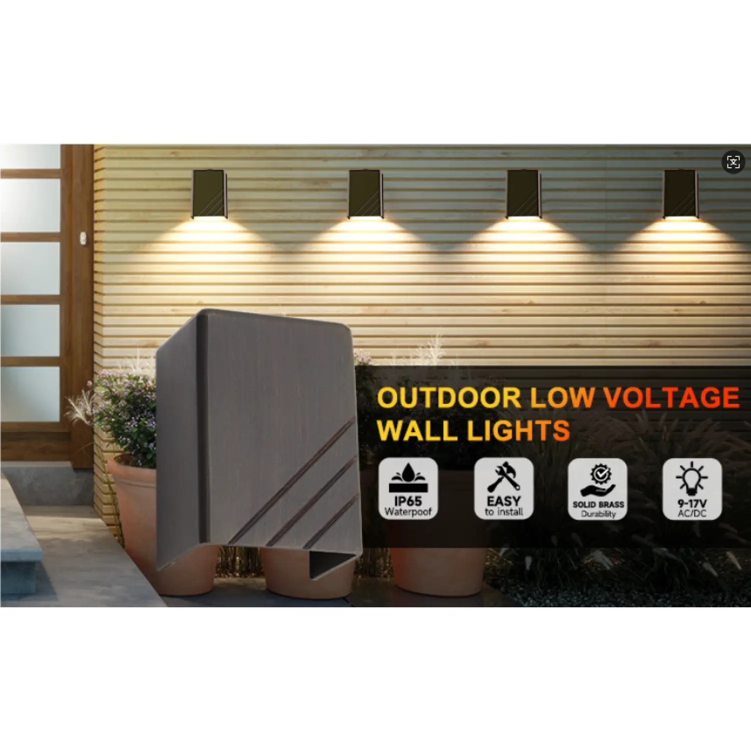 Fence Light Outdoor with Die Cast Brass and AB Finish - Image 2
