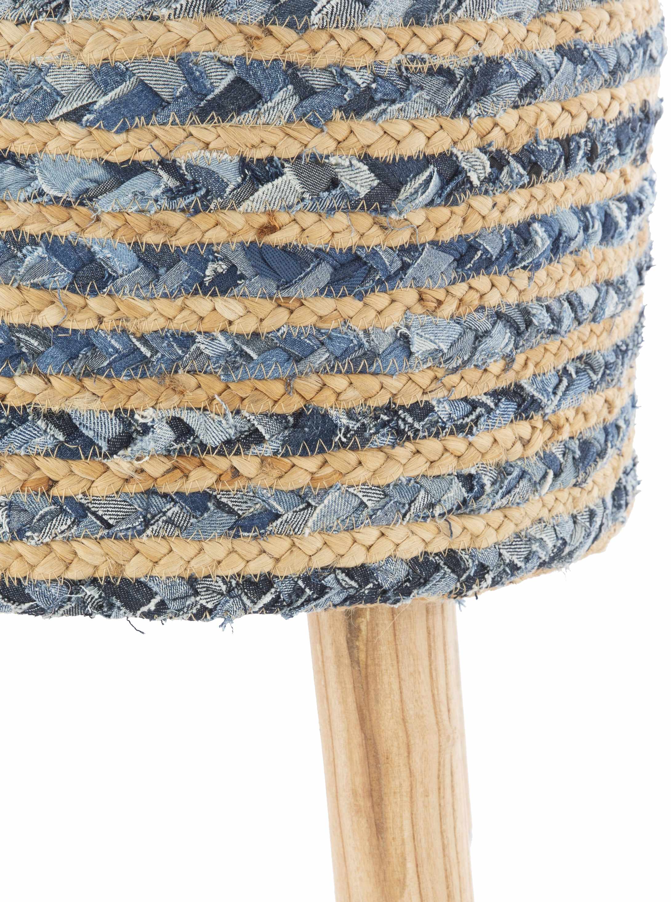 Fermont Hand Crafted Denim Jute Ottoman - Image 3