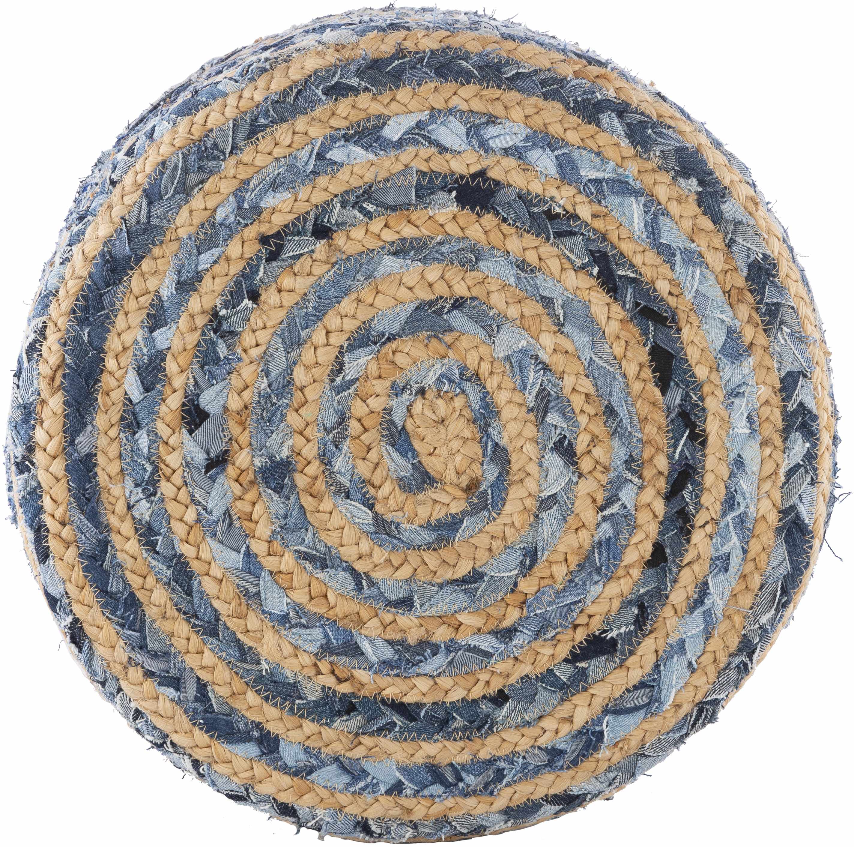Fermont Hand Crafted Denim Jute Ottoman - Image 4