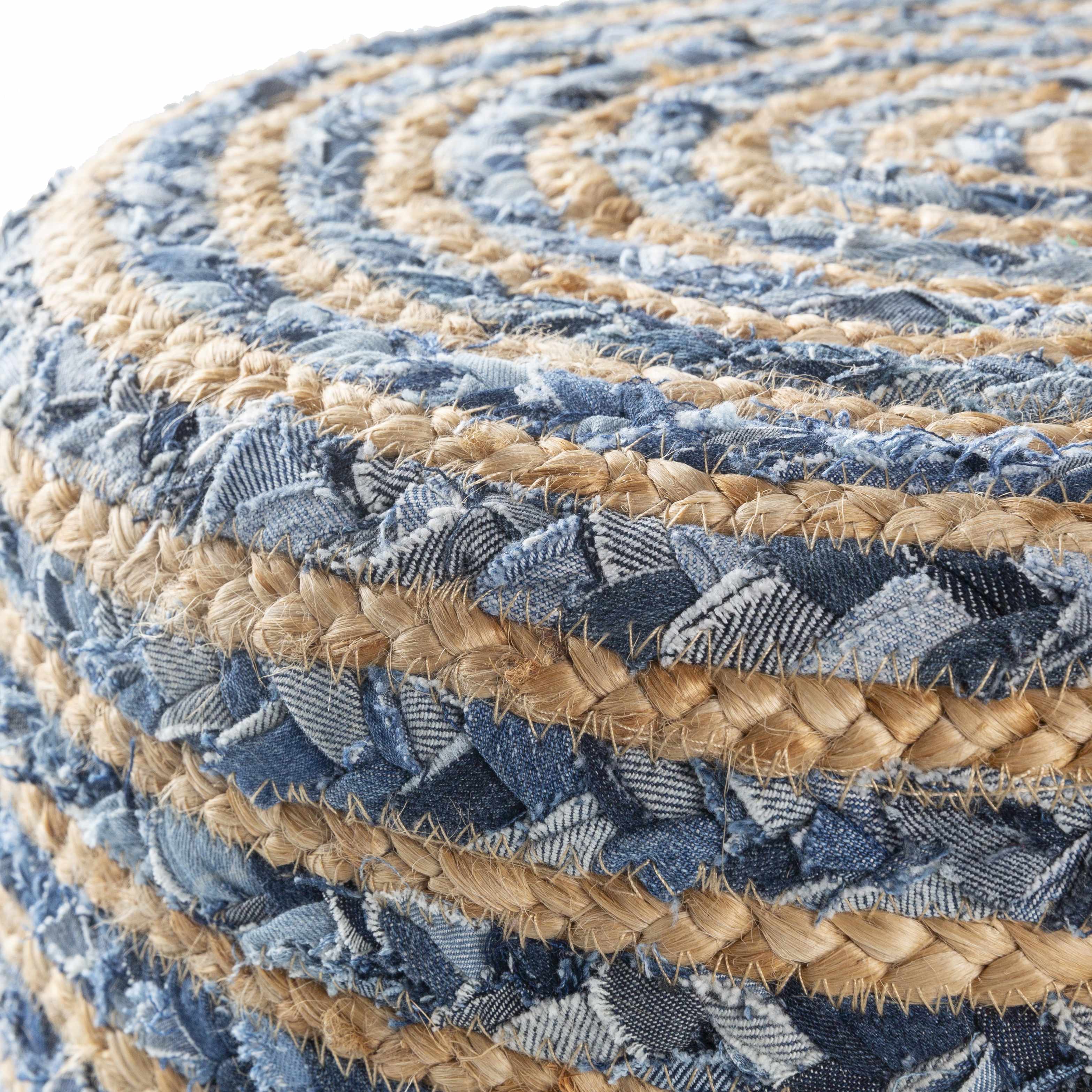 Fermont Hand Crafted Denim Jute Ottoman - Image 5
