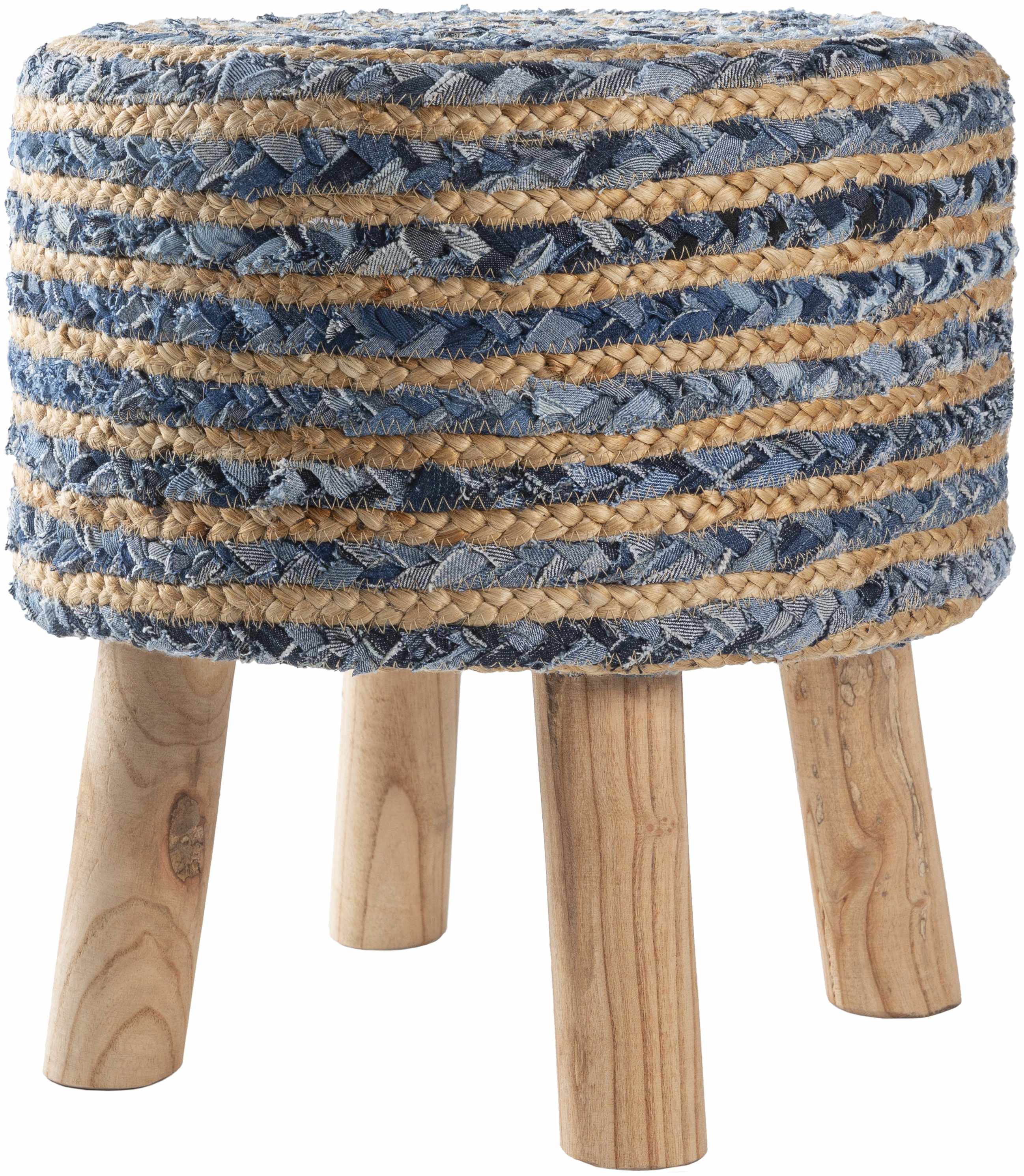 Fermont Hand Crafted Denim Jute Ottoman - Image 6