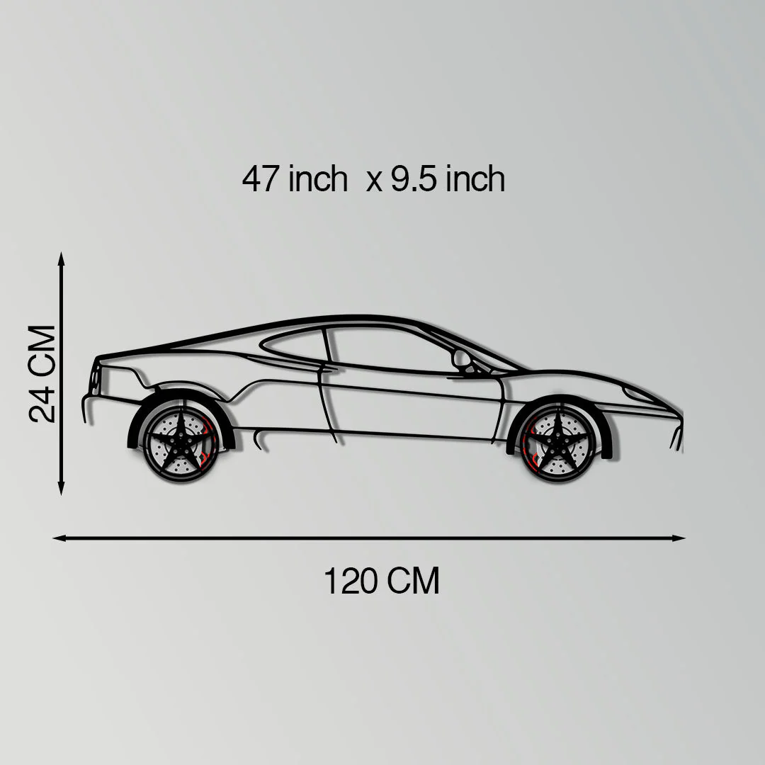 Ferrari 360 Modena Metal Car Wall Art with Rotating Wheels - Italian V8 Supercar Silhouette - Interactive Automotive Decor - KAFMEKA122 - Image 11