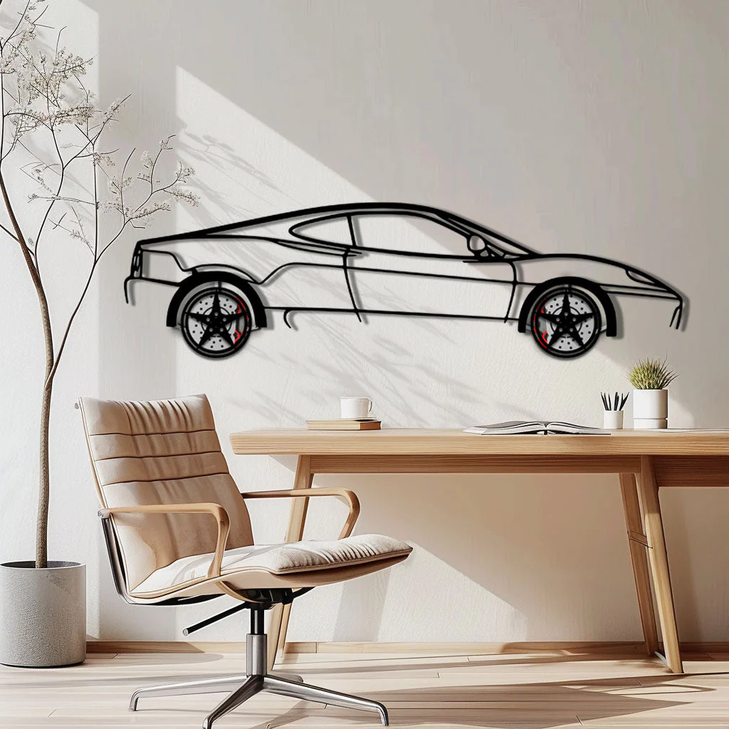 Ferrari 360 Modena Metal Car Wall Art with Rotating Wheels - Italian V8 Supercar Silhouette - Interactive Automotive Decor - KAFMEKA122 - Image 2