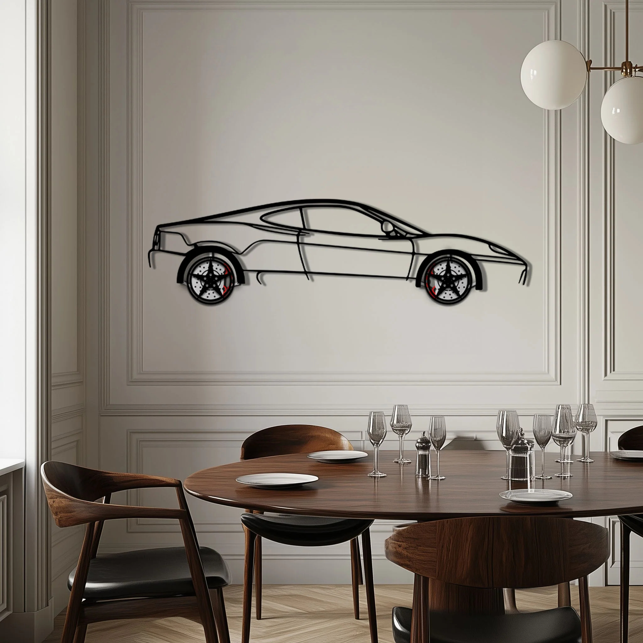Ferrari 360 Modena Metal Car Wall Art with Rotating Wheels - Italian V8 Supercar Silhouette - Interactive Automotive Decor - KAFMEKA122 - Image 3