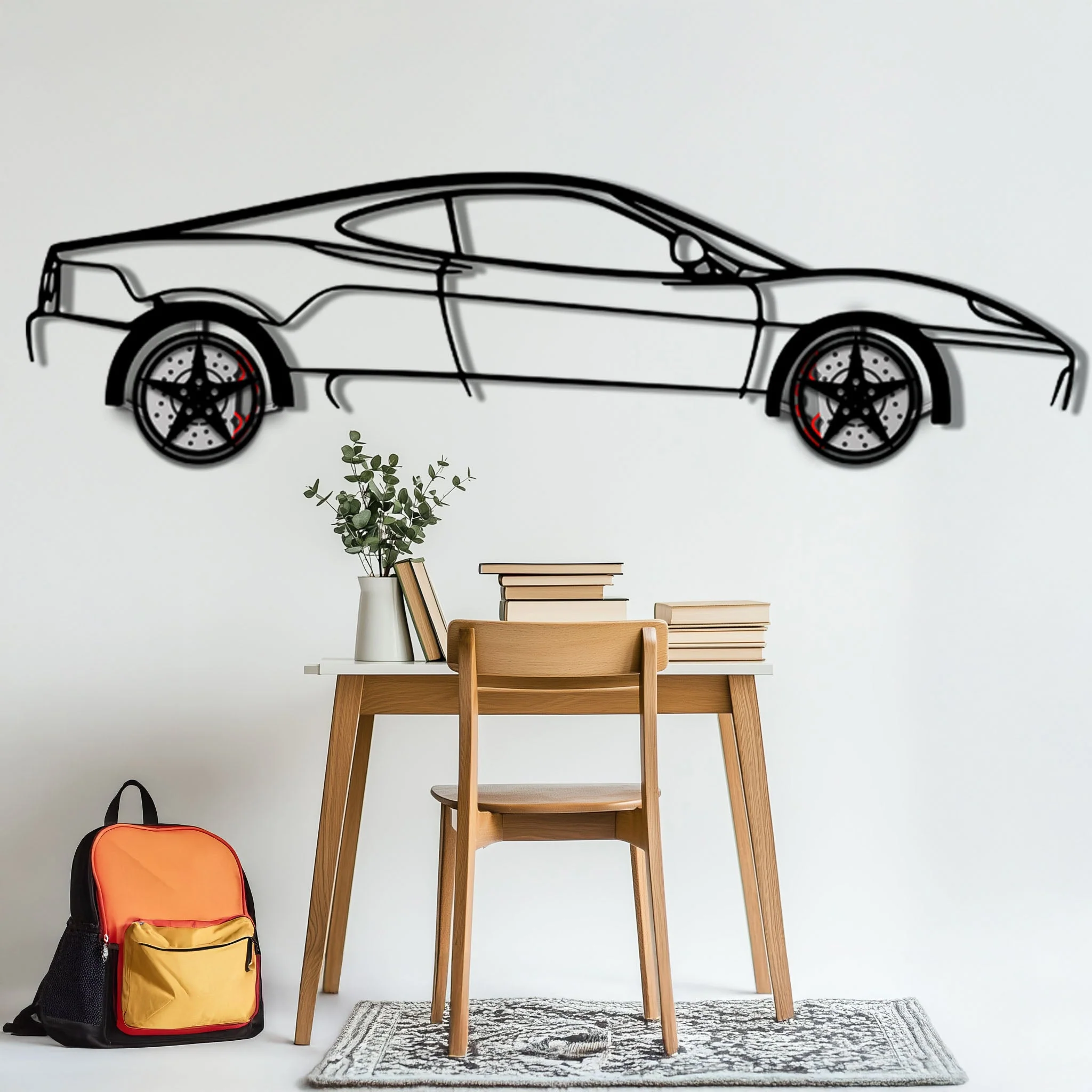 Ferrari 360 Modena Metal Car Wall Art with Rotating Wheels - Italian V8 Supercar Silhouette - Interactive Automotive Decor - KAFMEKA122 - Image 5
