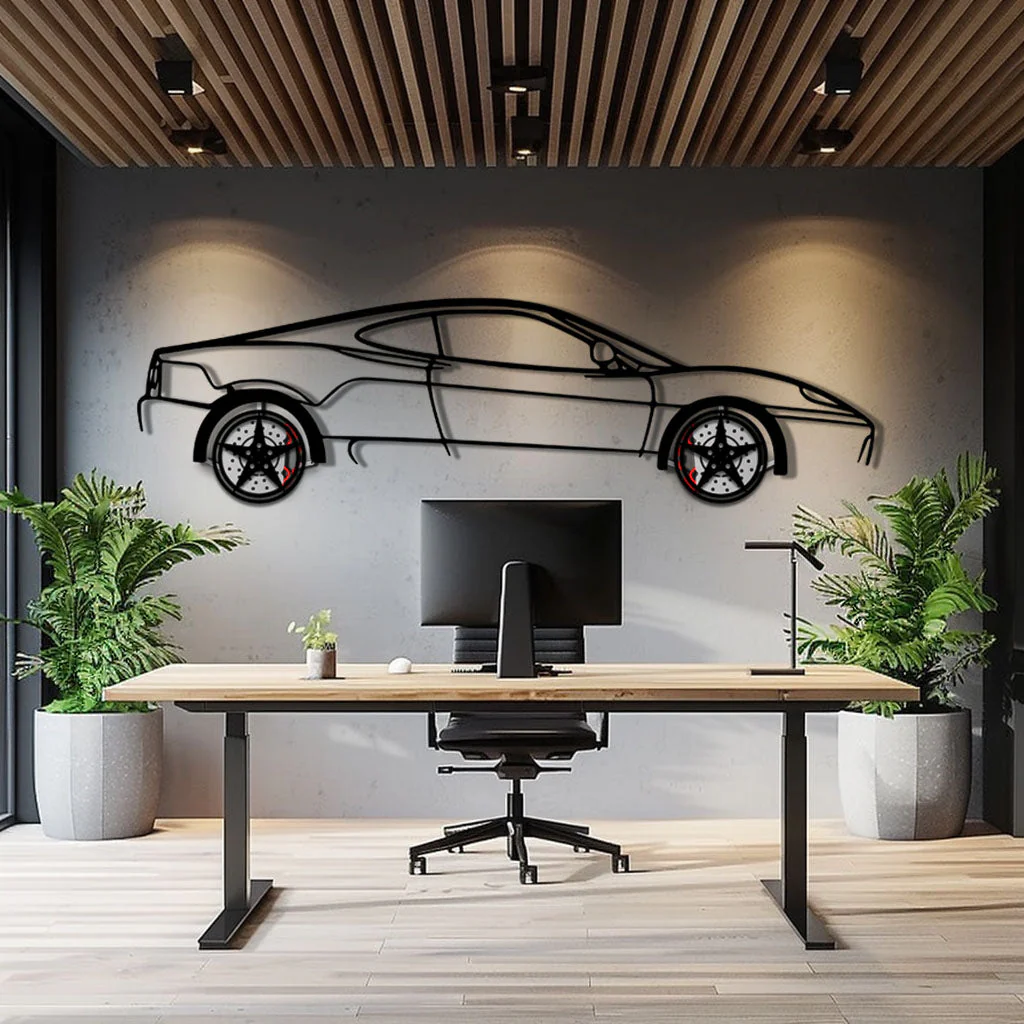 Ferrari 360 Modena Metal Car Wall Art with Rotating Wheels - Italian V8 Supercar Silhouette - Interactive Automotive Decor - KAFMEKA122 - Image 9