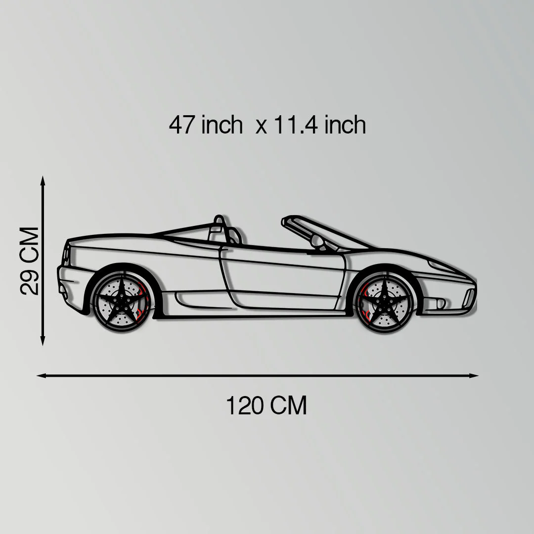 Ferrari 360 Spider Metal Car Wall Art with Rotating Wheels - Italian Convertible Supercar Silhouette - Interactive Automotive Wall Decor - KAFMEKA123 - Image 12