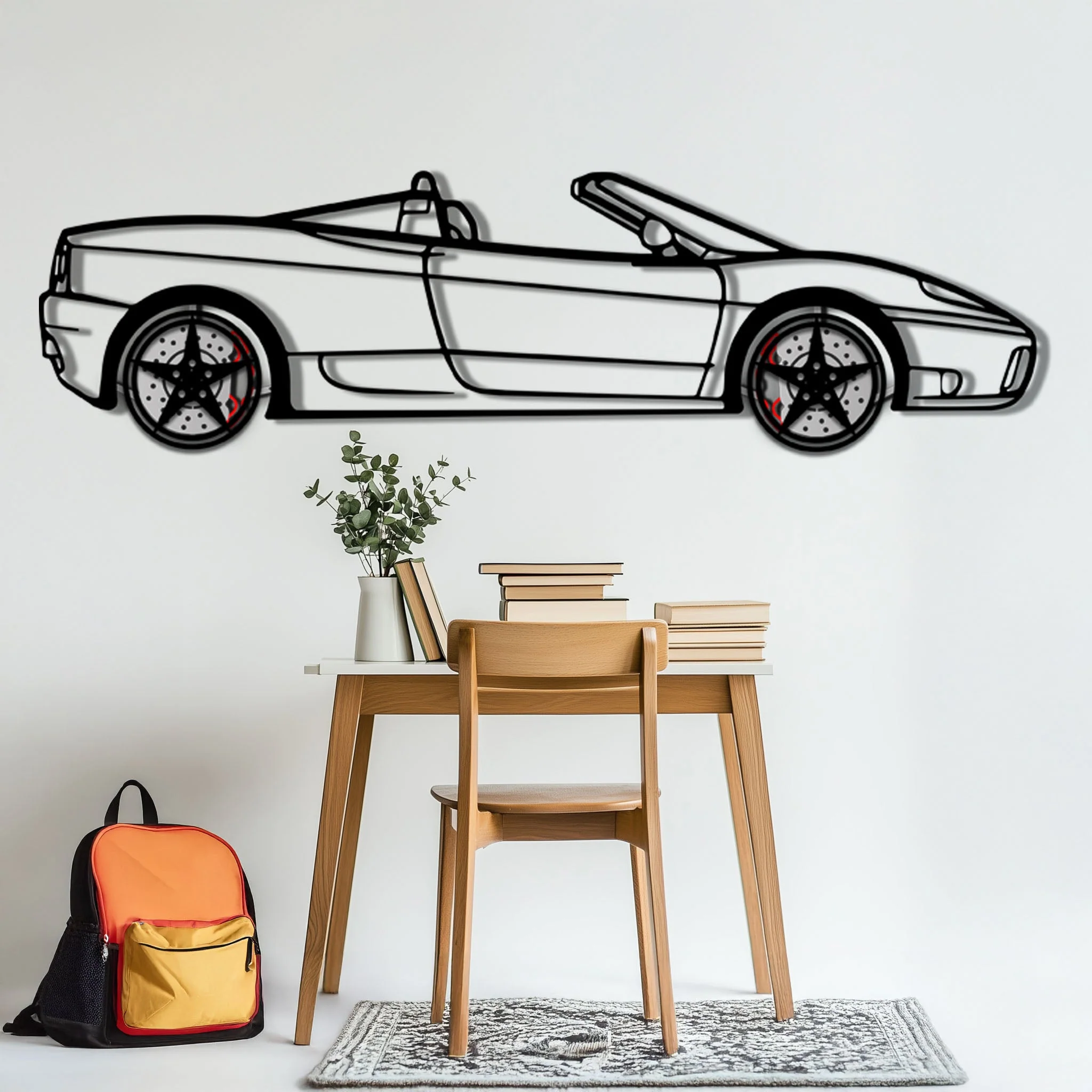 Ferrari 360 Spider Metal Car Wall Art with Rotating Wheels - Italian Convertible Supercar Silhouette - Interactive Automotive Wall Decor - KAFMEKA123 - Image 7