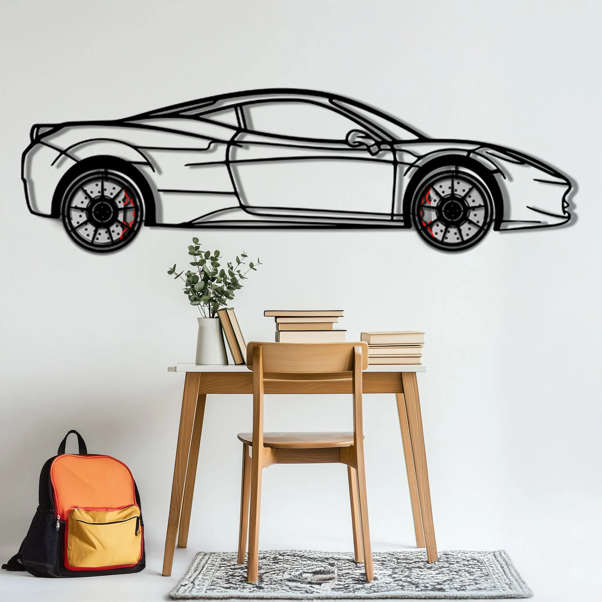 Ferrari 458 Italia Metal Car Wall Art with Rotating Wheels - V8 Supercar Silhouette Decor - Interactive Automotive Wall Art - KAFMEKA124 - Image 7