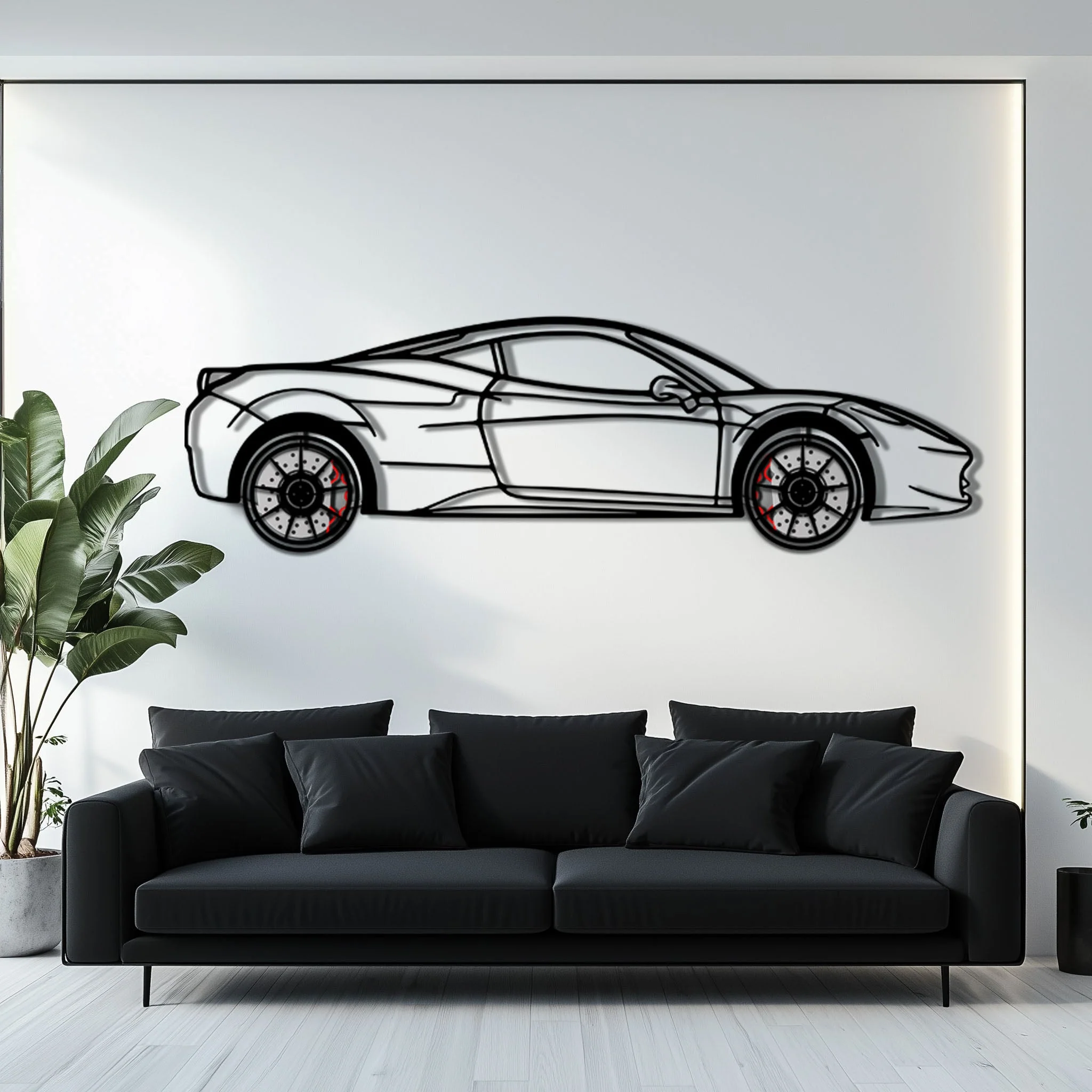 Ferrari 458 Italia Metal Car Wall Art with Rotating Wheels - V8 Supercar Silhouette Decor - Interactive Automotive Wall Art - KAFMEKA124 - Image 9