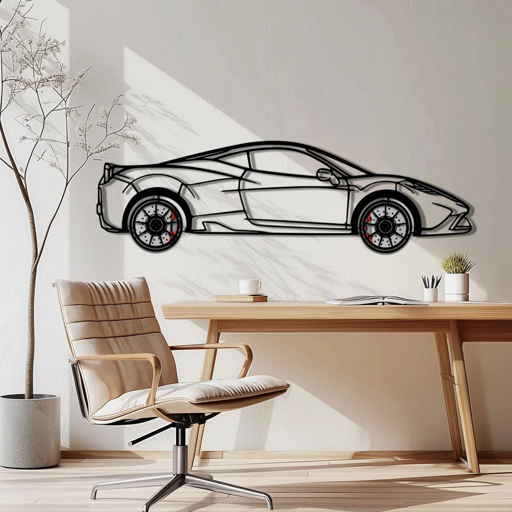 Ferrari 458 Speciale Metal Car Wall Art with Rotating Wheels - Track-Focused V8 Silhouette - Interactive Automotive Wall Decor - KAFMEKA125 - Image 2